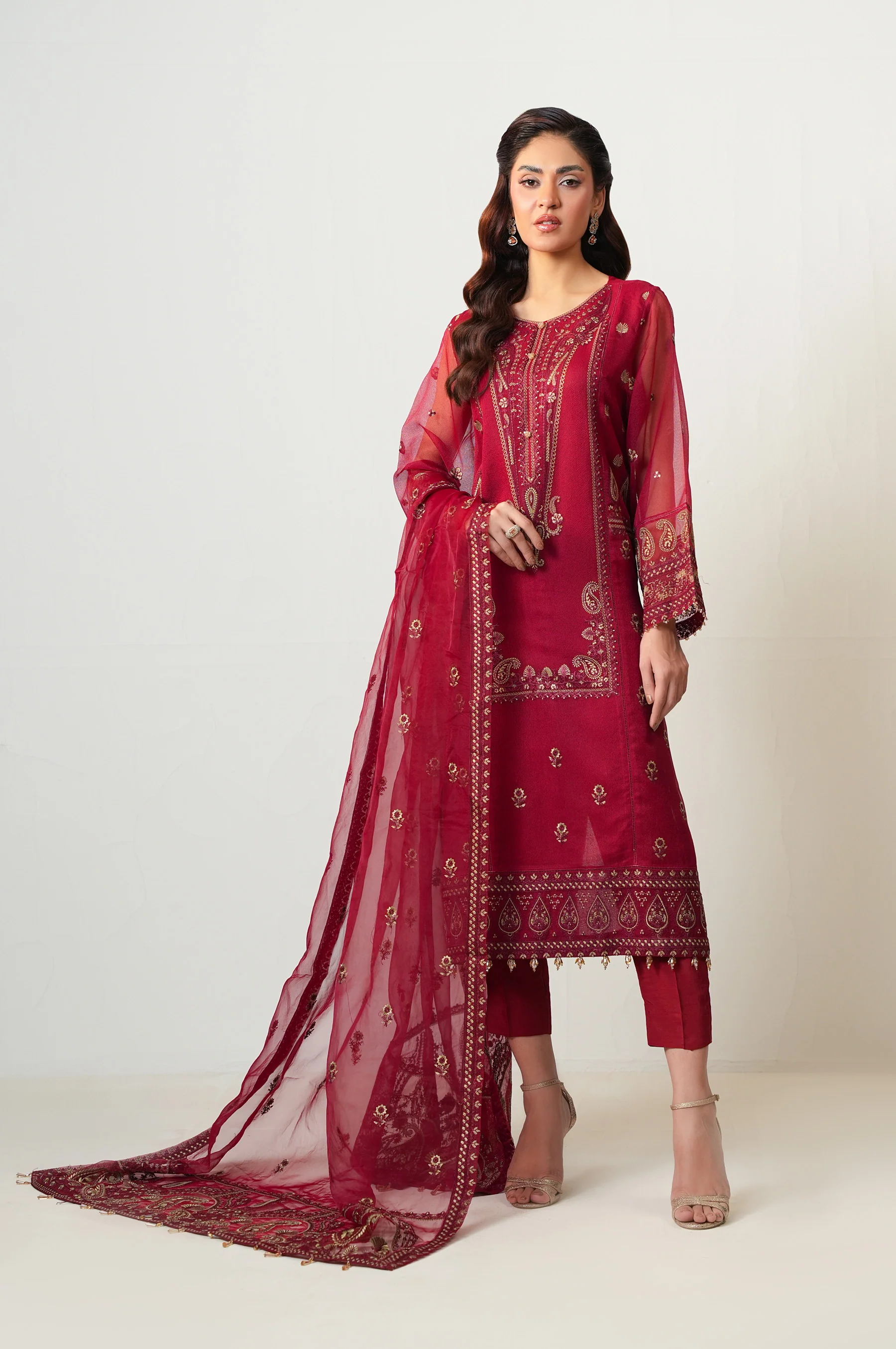 STITCHED EMBROIDERED RAJJO NET SUIT - Image 6