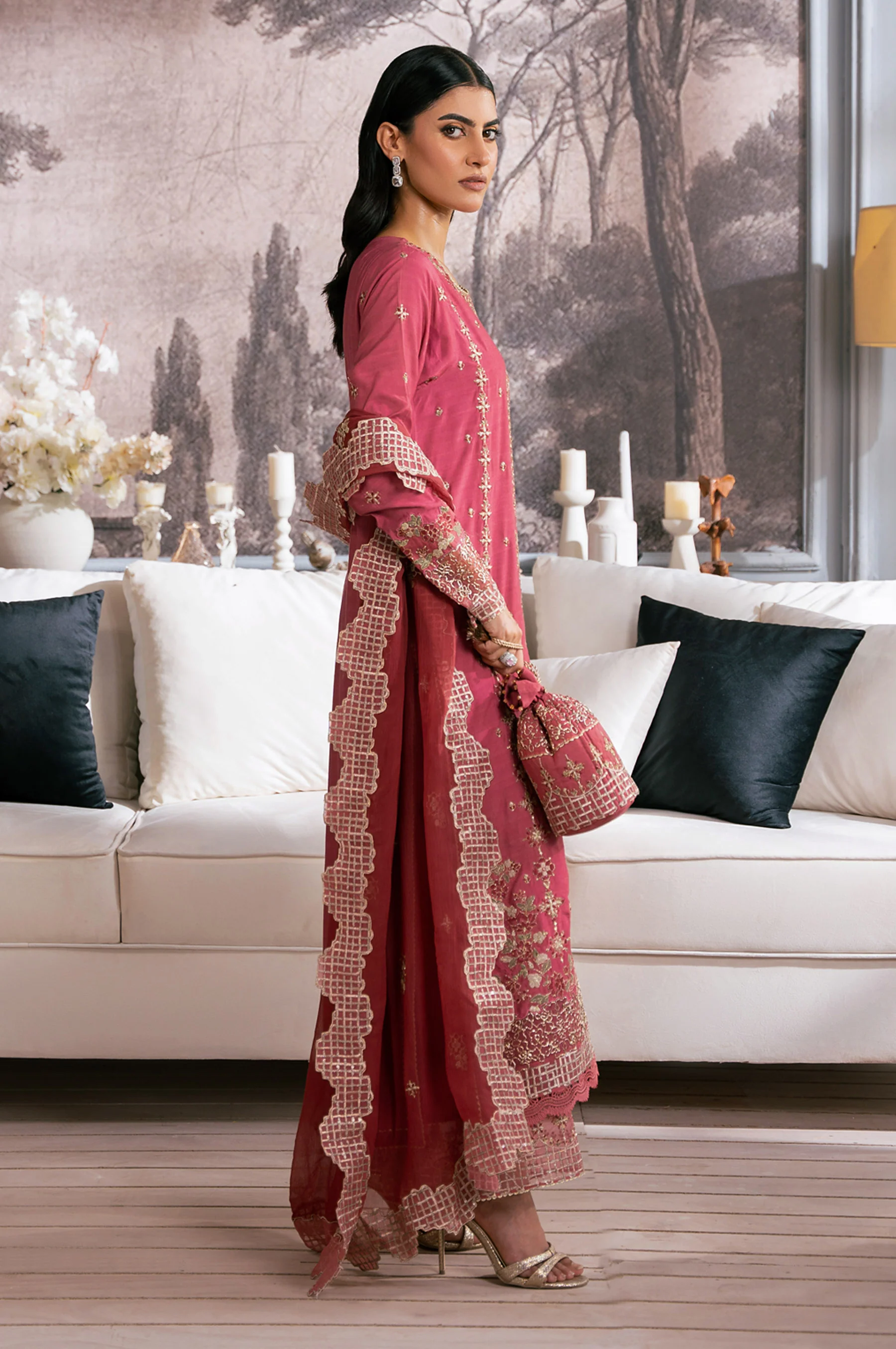 UNSTITCHED 3 PIECE EMBROIDERED SUIT - Image 2