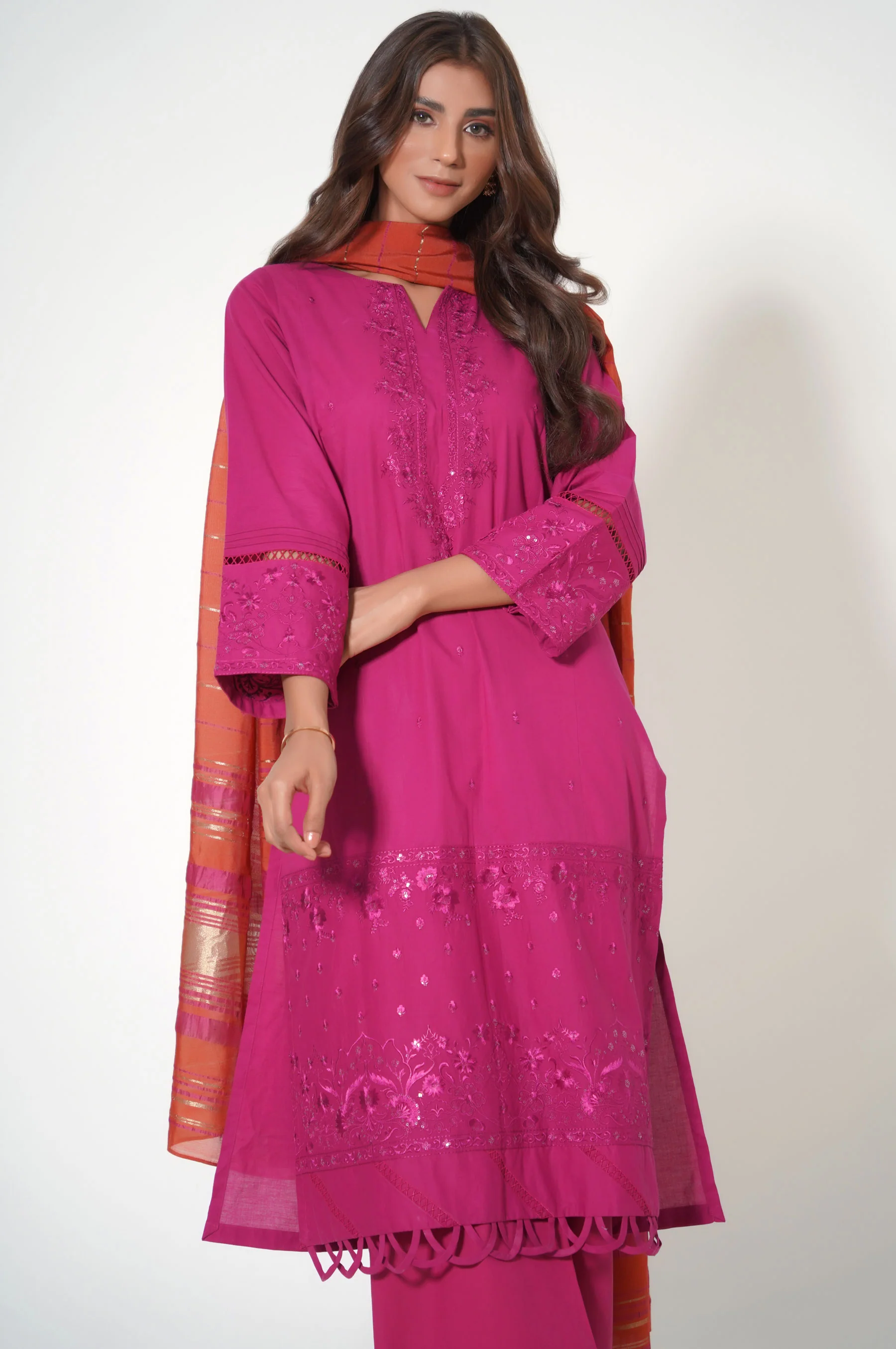 3 Piece Unstitched Embroidered Cambric Suit - Image 6