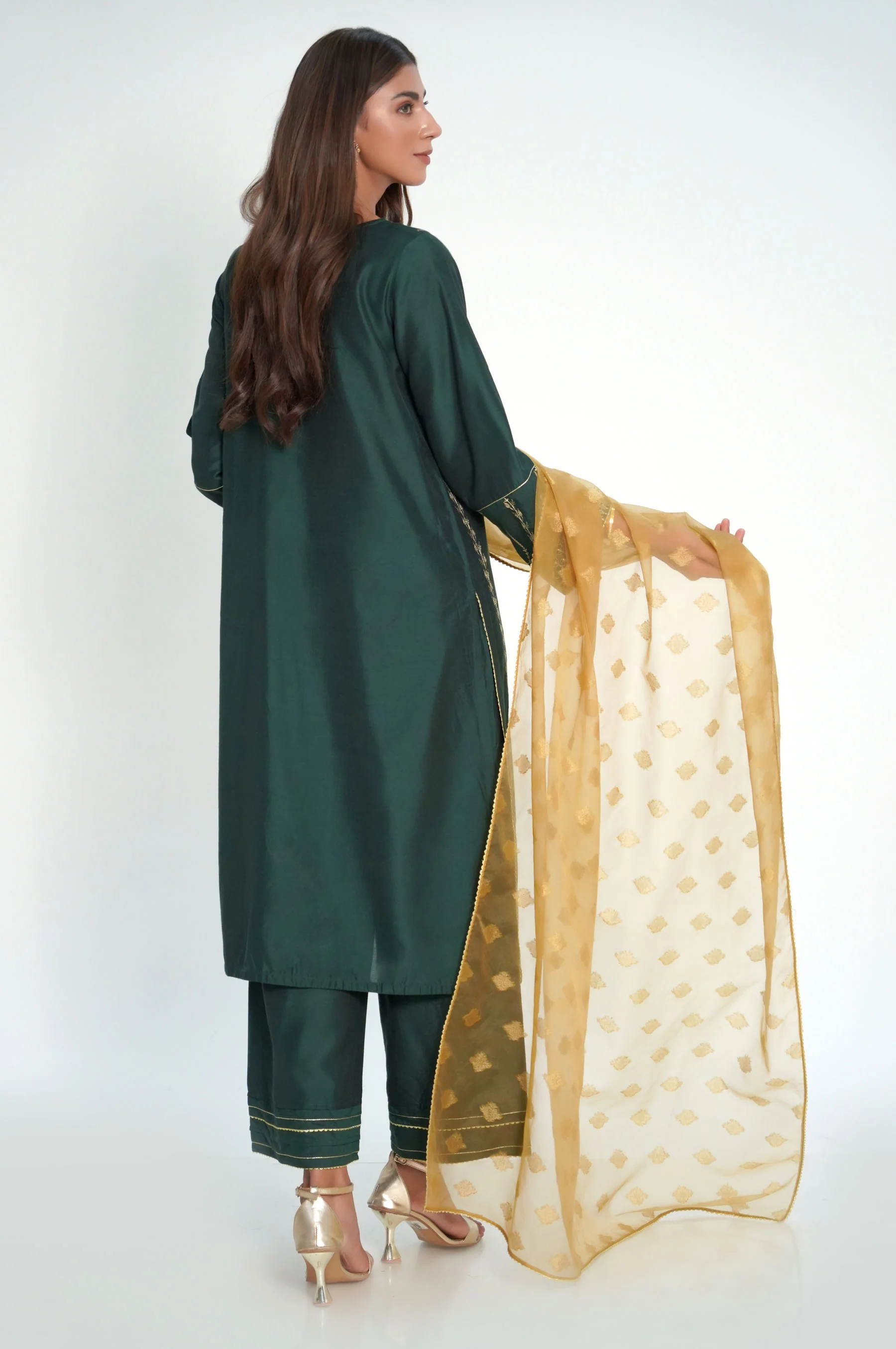 3 Piece Unstitched Embroidered Cotton Silk Suit - Image 4