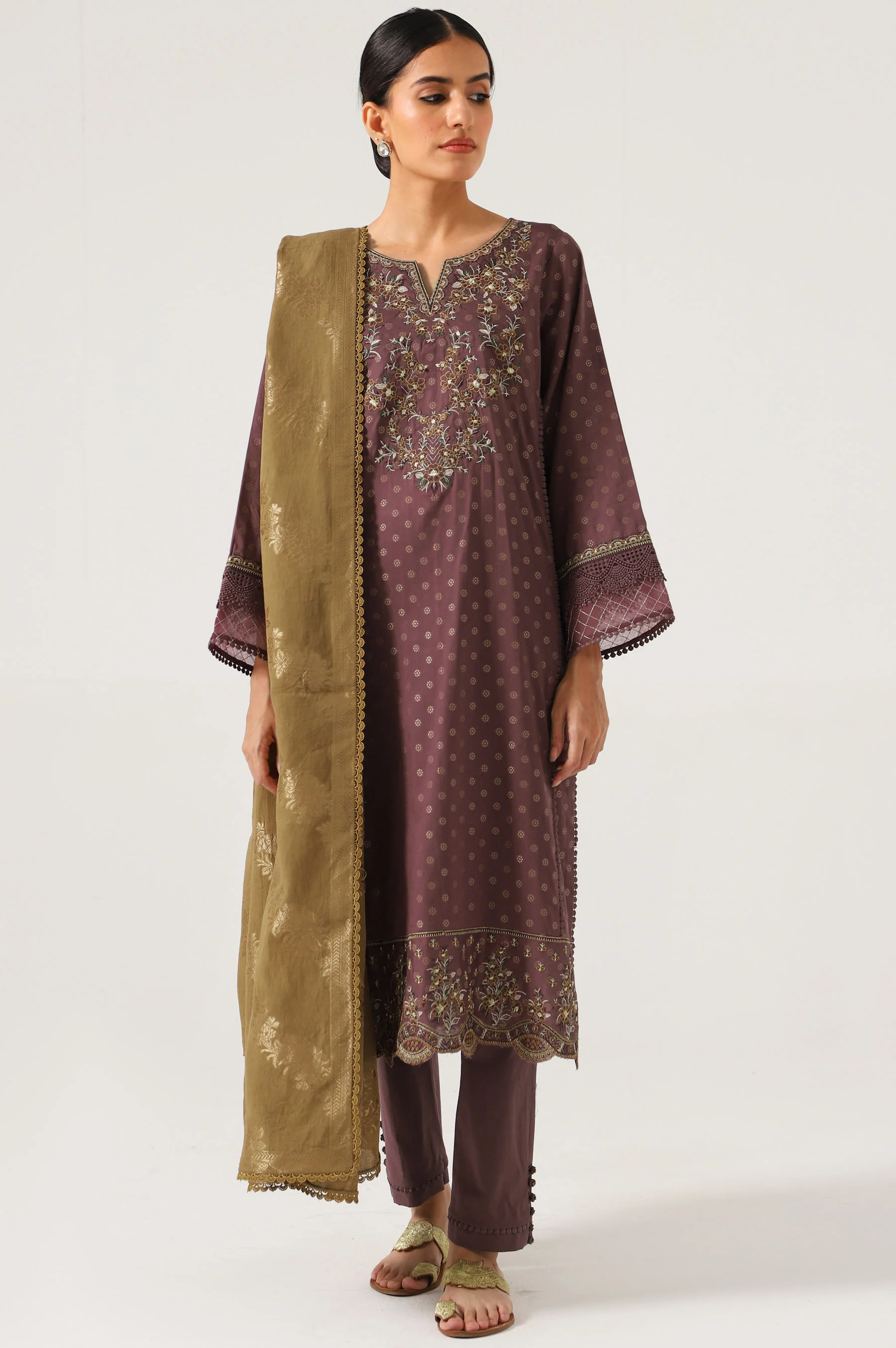 3 Piece Unstitched Embroidered Jacquard Suit - Image 4