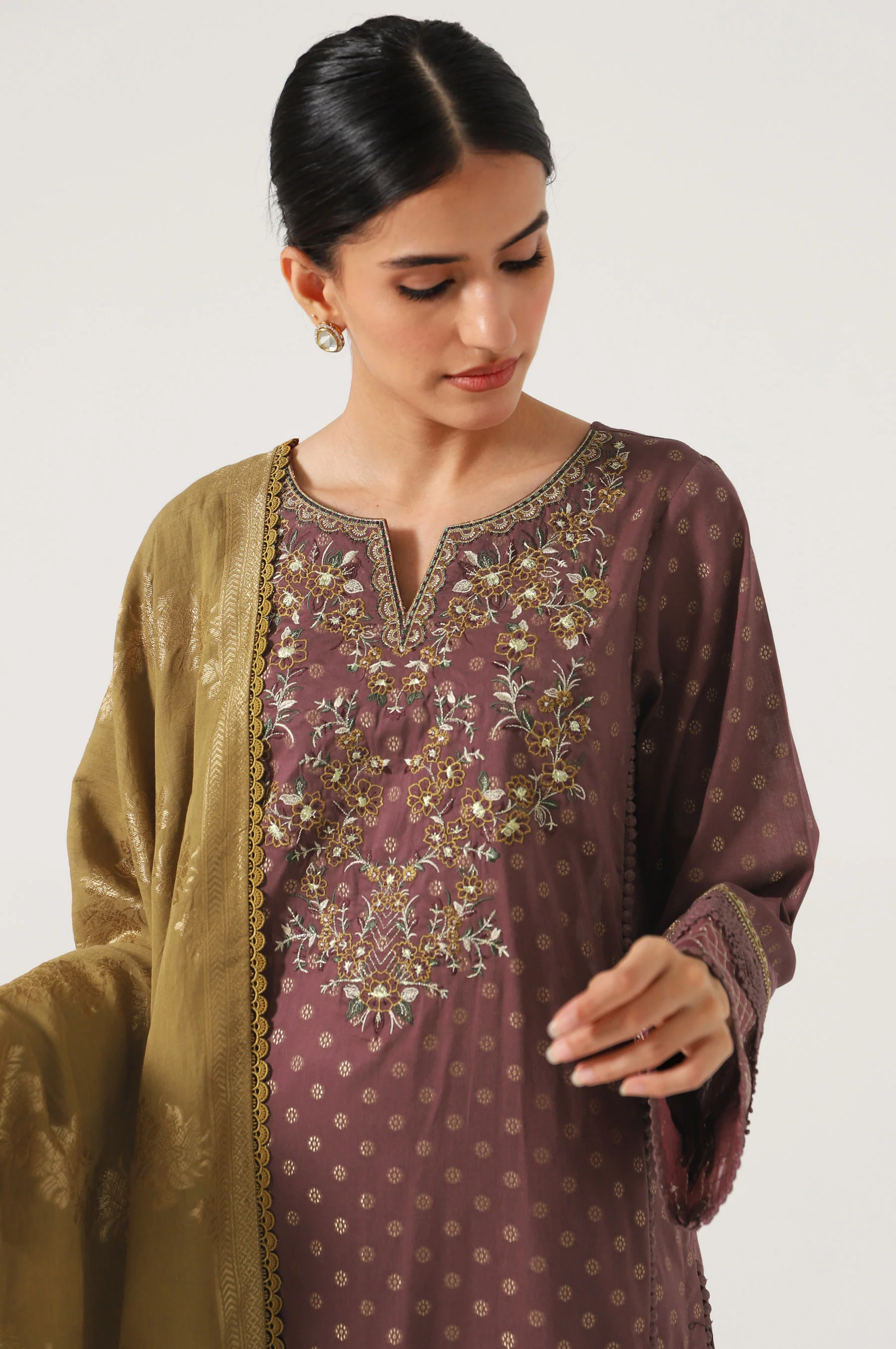 3 Piece Unstitched Embroidered Jacquard Suit - Image 5