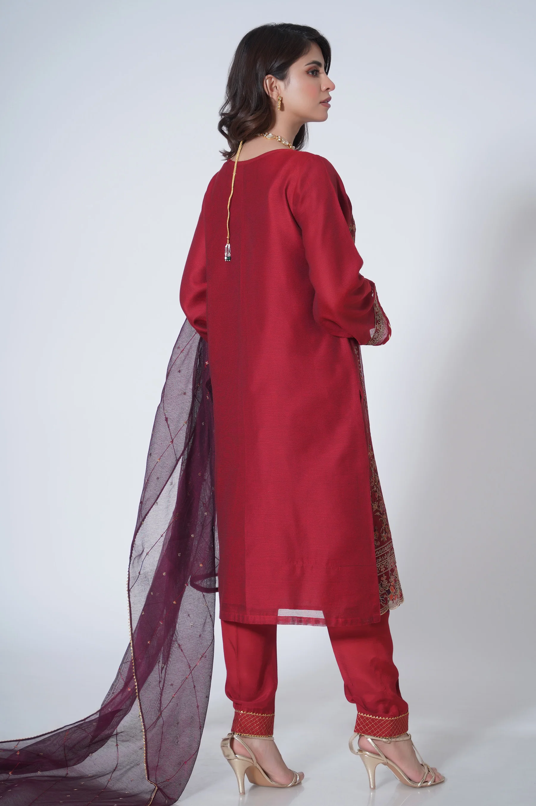 3 Piece Unstitched Embroidered Khaadi Net Suit - Image 4