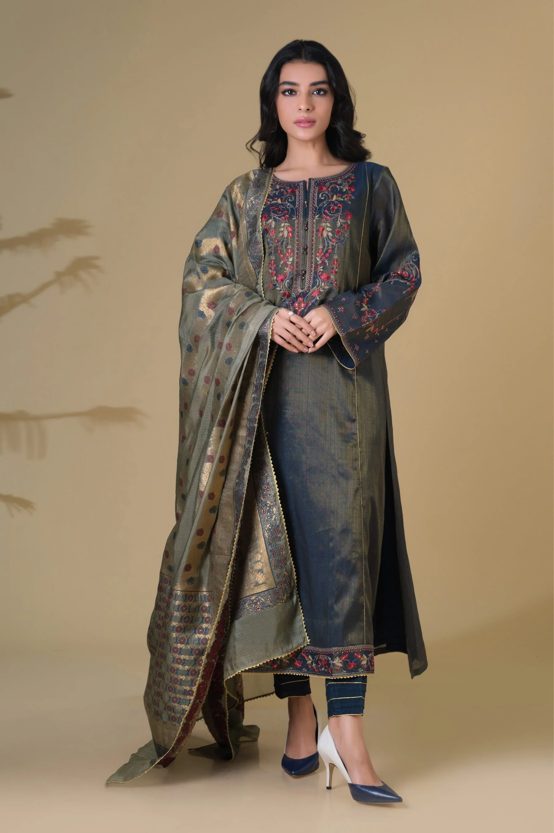 3 Piece Unstitched Embroidered Mysuri Suit - Image 4