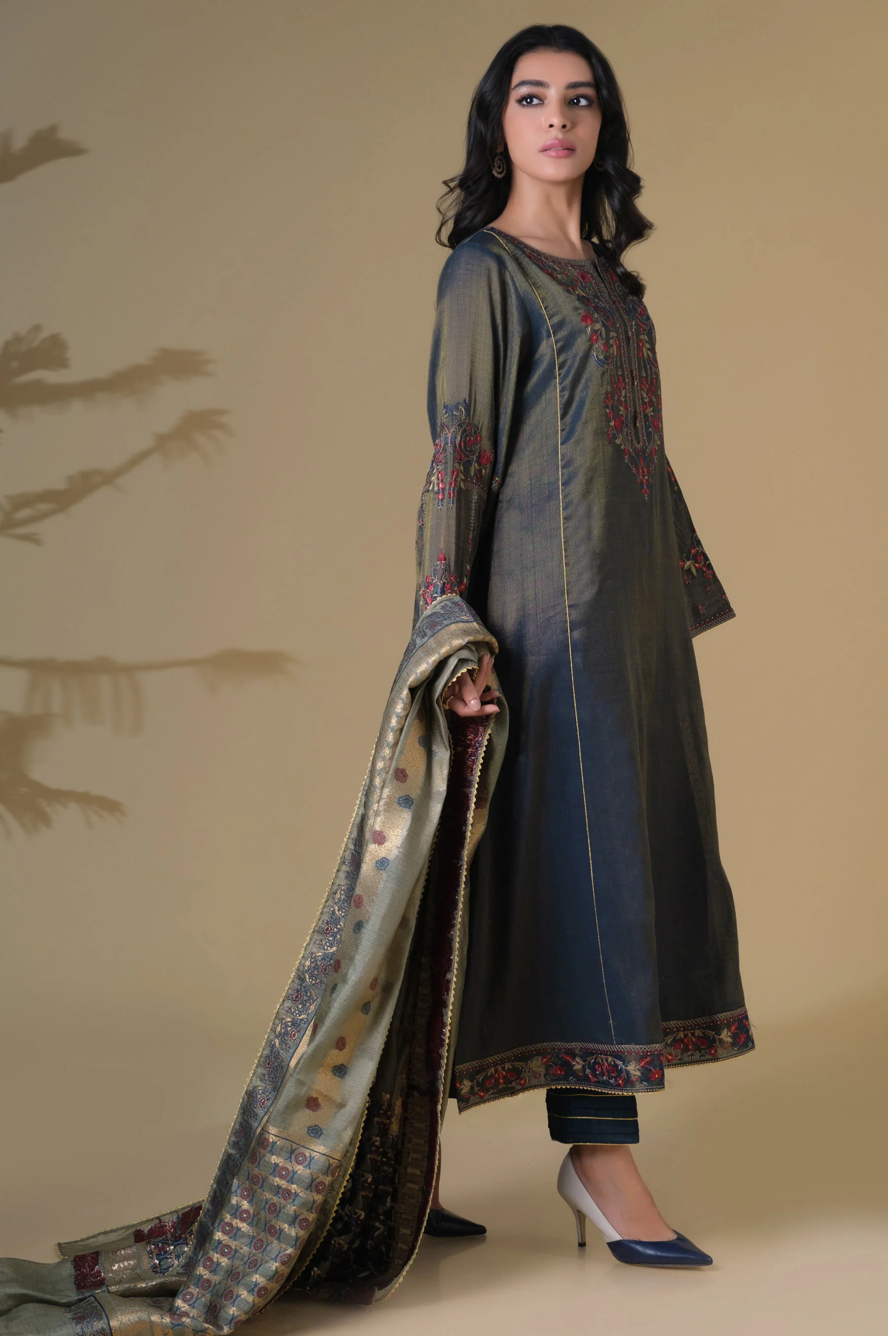 3 Piece Unstitched Embroidered Mysuri Suit - Image 5