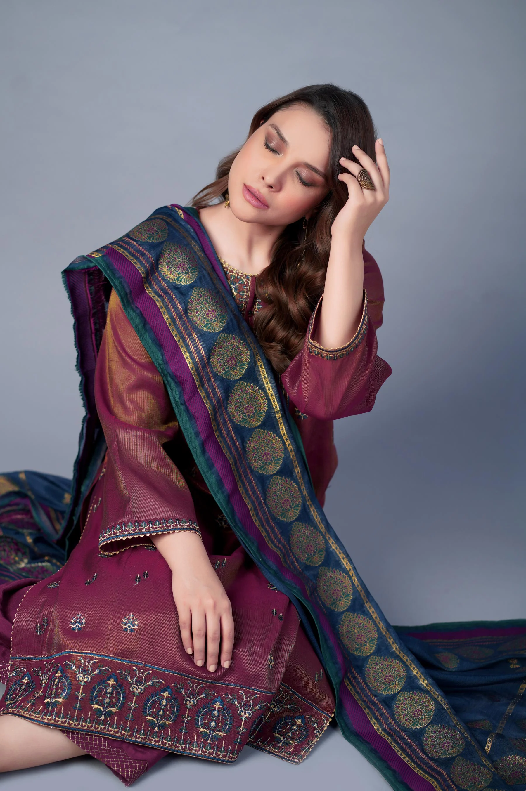 3 Piece Unstitched Embroidered Mysuri Suit - Image 2