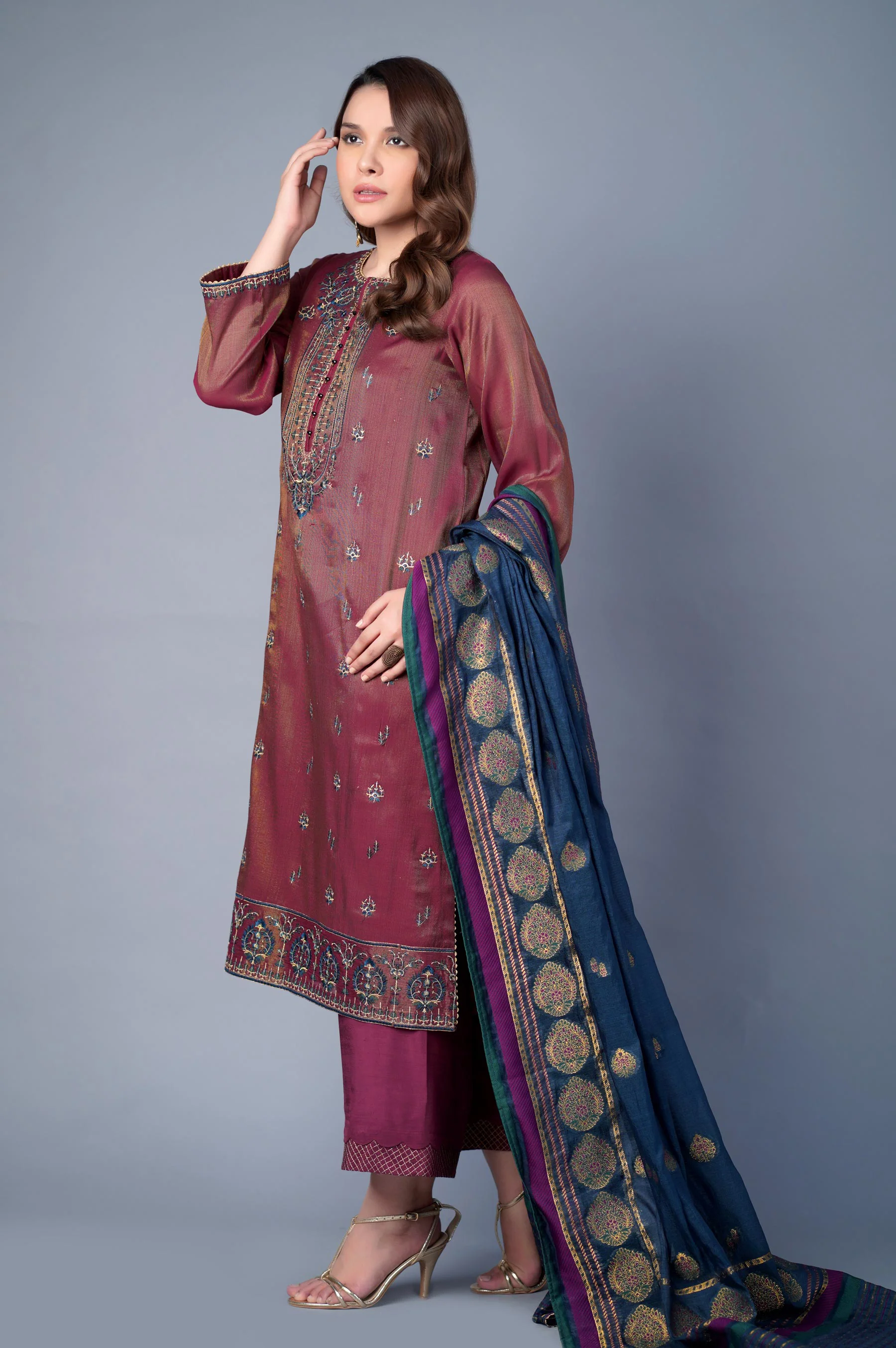 3 Piece Unstitched Embroidered Mysuri Suit - Image 3