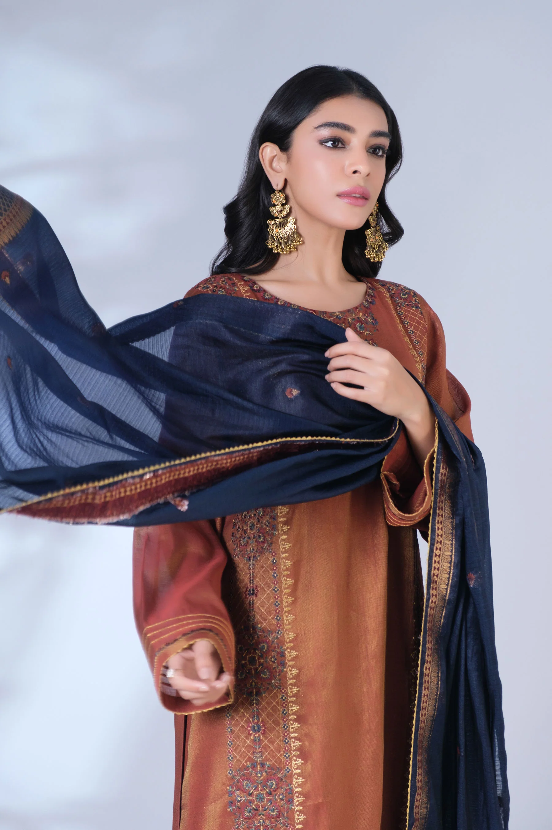 Unstitched 3 Piece Embroidered Mysuri Suit - Image 3