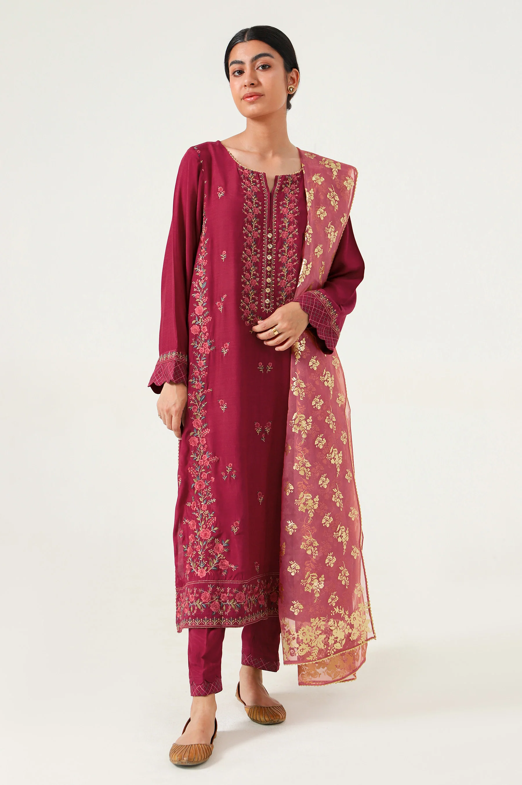 3 piece Unstitched Embroidered Rawsilk Suit