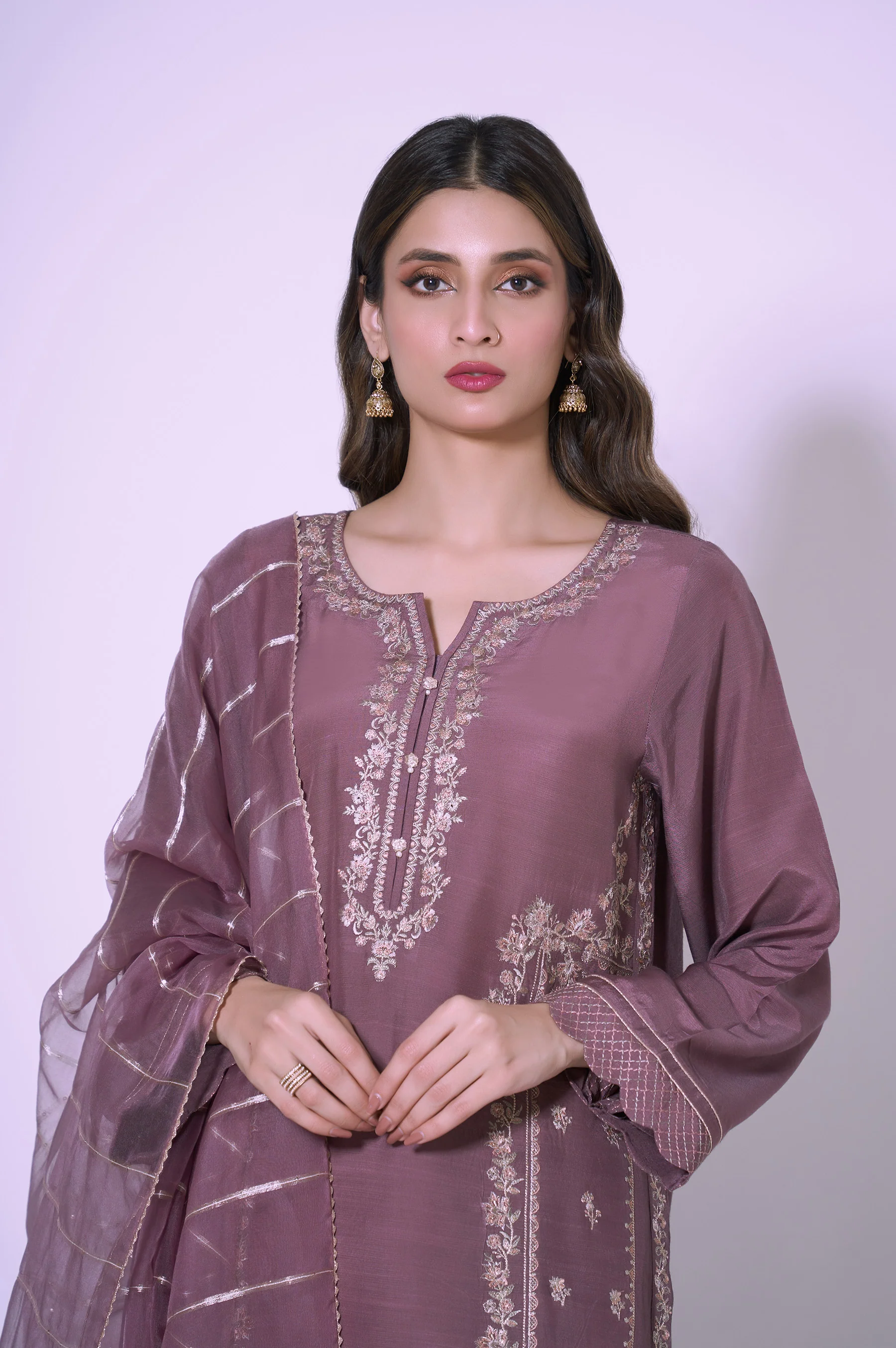 3 Piece Unstitched Embroidered Raw silk Suit - Image 2