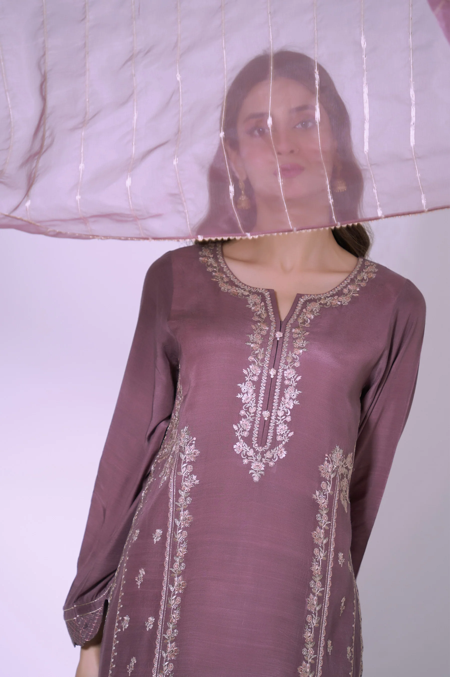 3 Piece Unstitched Embroidered Raw silk Suit - Image 3