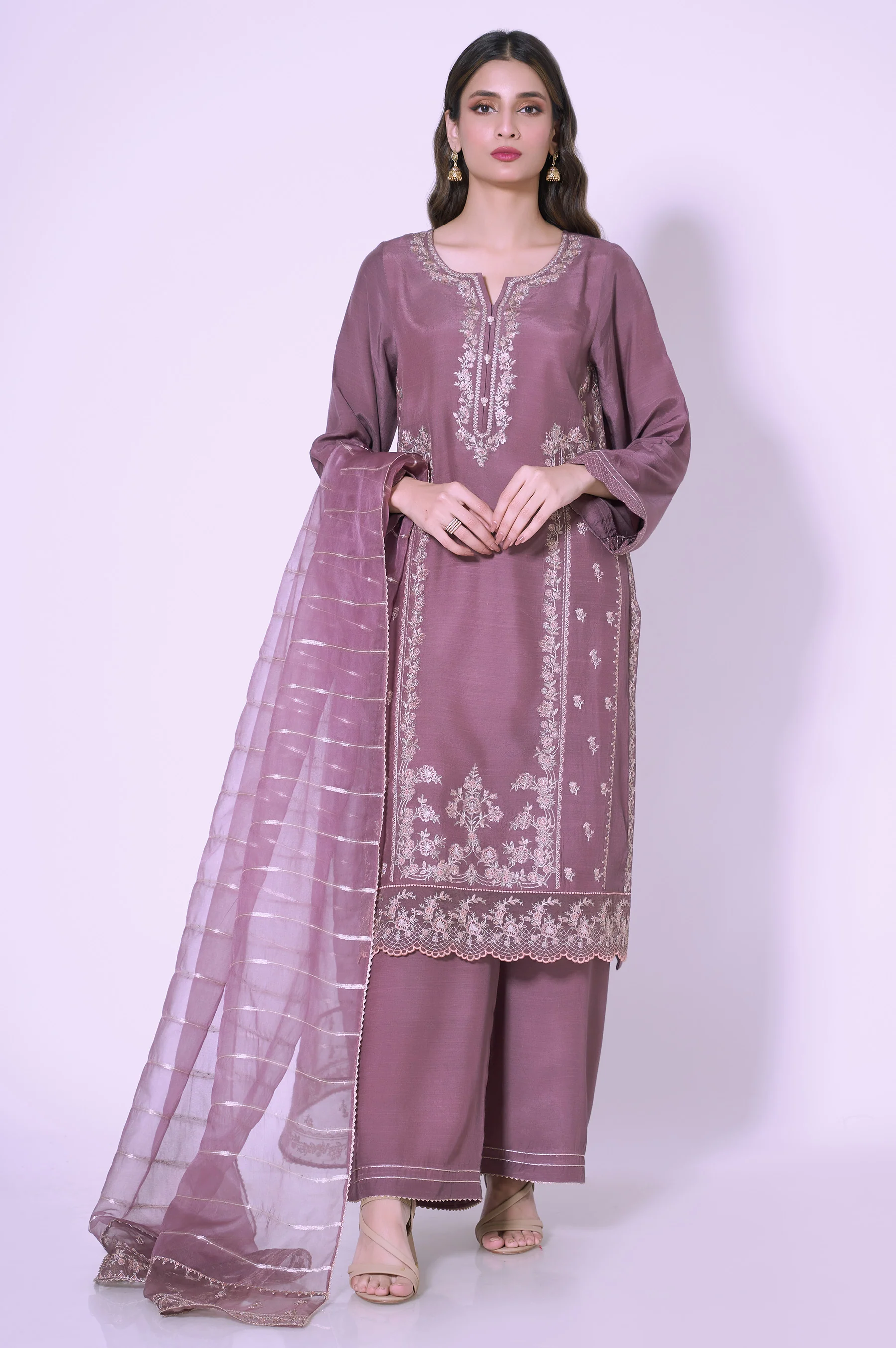 3 Piece Unstitched Embroidered Raw silk Suit - Image 6