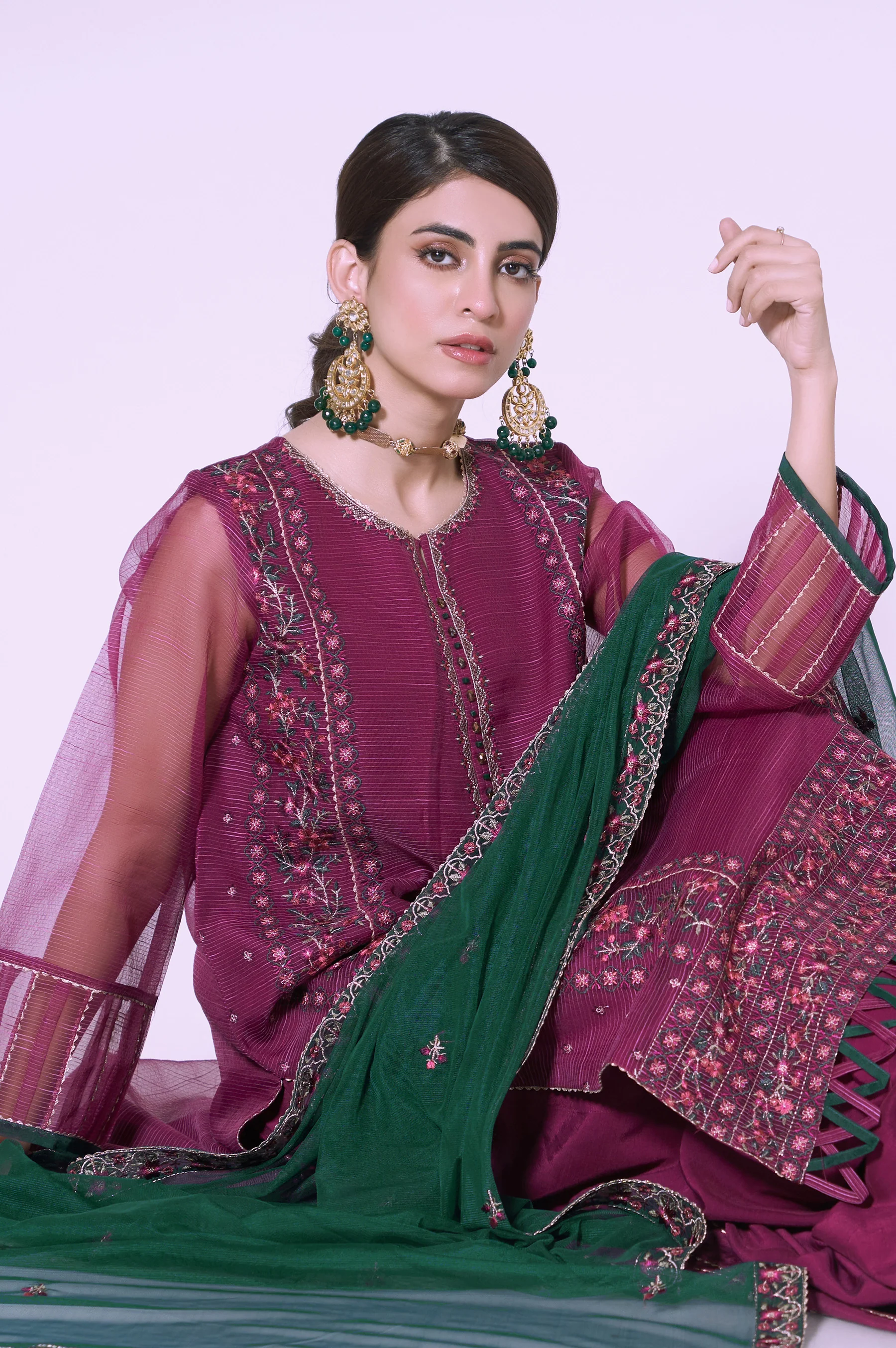 3 Piece Unstitched Embroidered Textured Organza Suit - Image 3