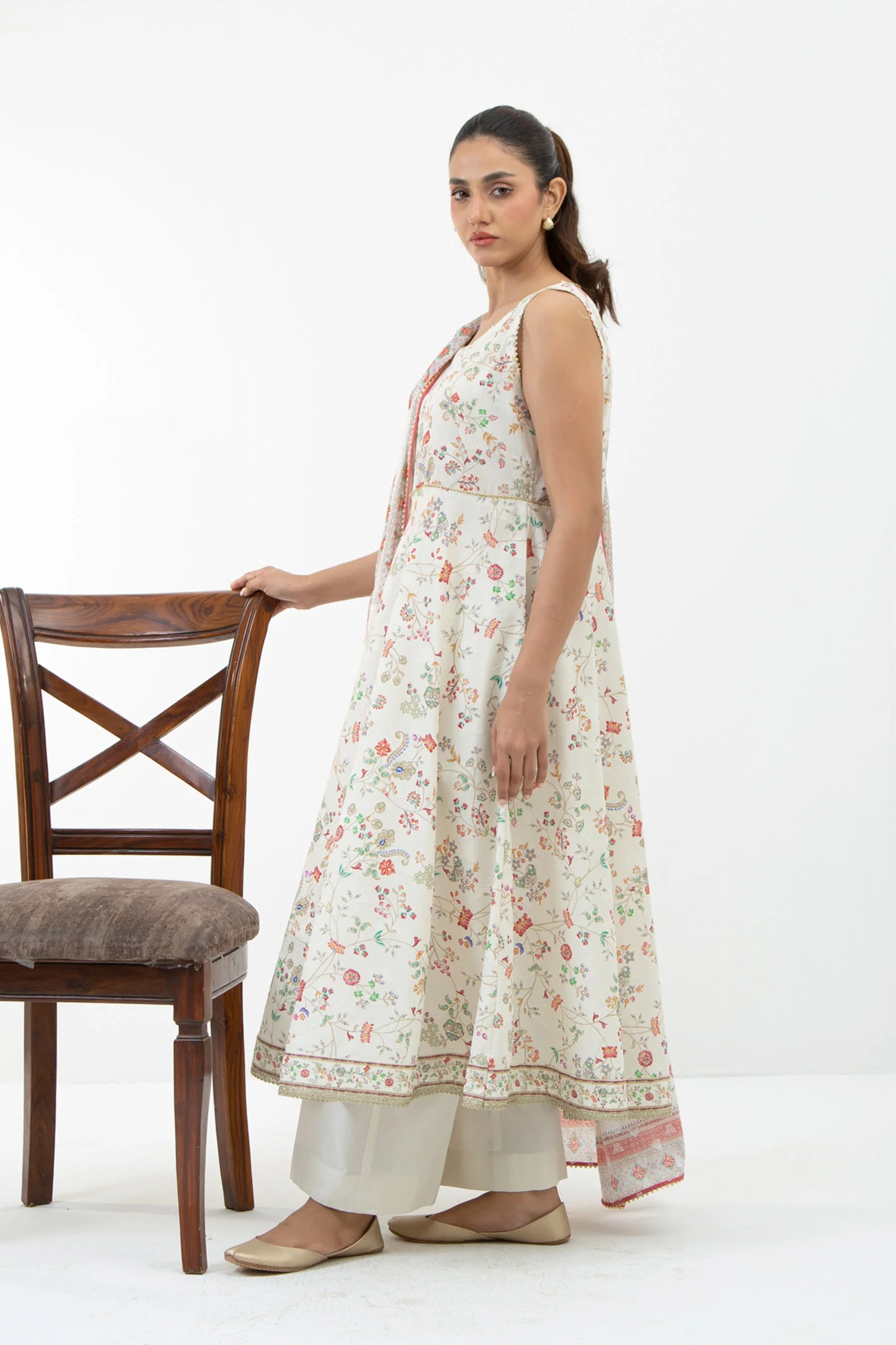 PRINTED JACQUARD UNSTITCHED 3 PIECE SUIT - Image 3