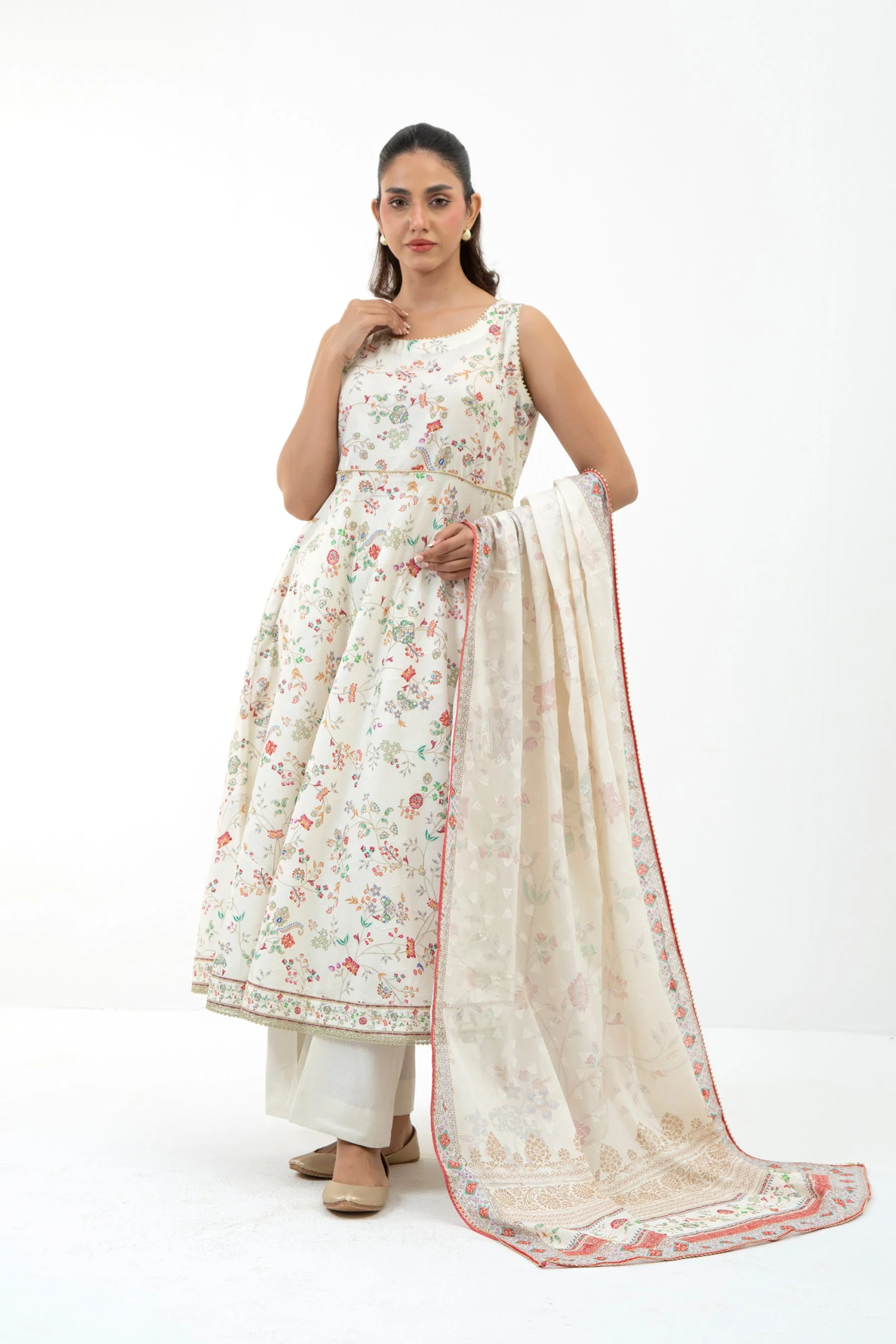 PRINTED JACQUARD UNSTITCHED 3 PIECE SUIT - Image 5