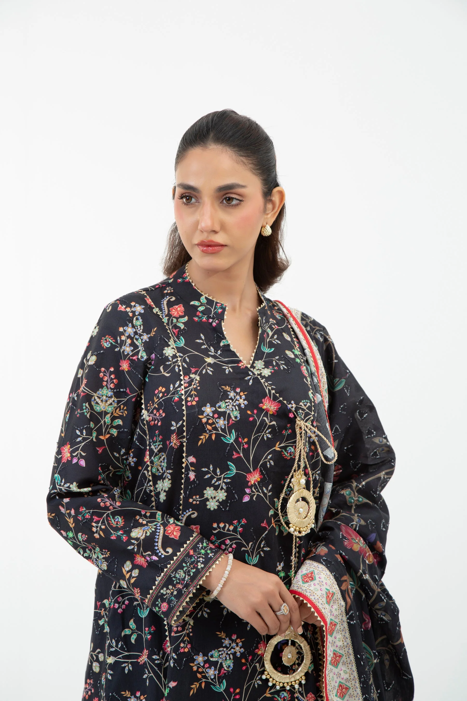 PRINTED JACQUARD UNSTITCHED 3 PIECE SUIT - Image 2