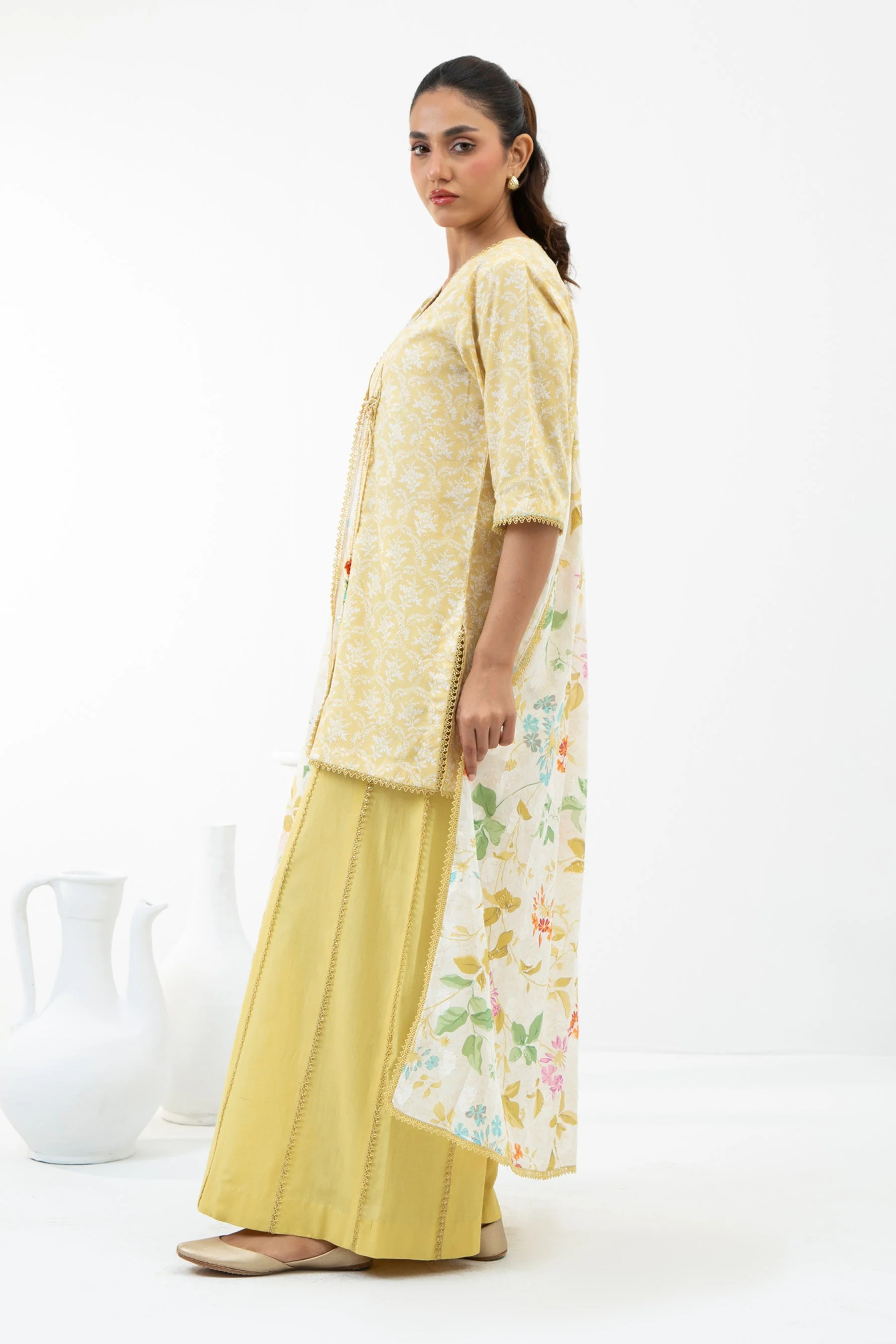 PRINTED JACQUARD UNSTITCHED 3 PIECE SUIT - Image 3