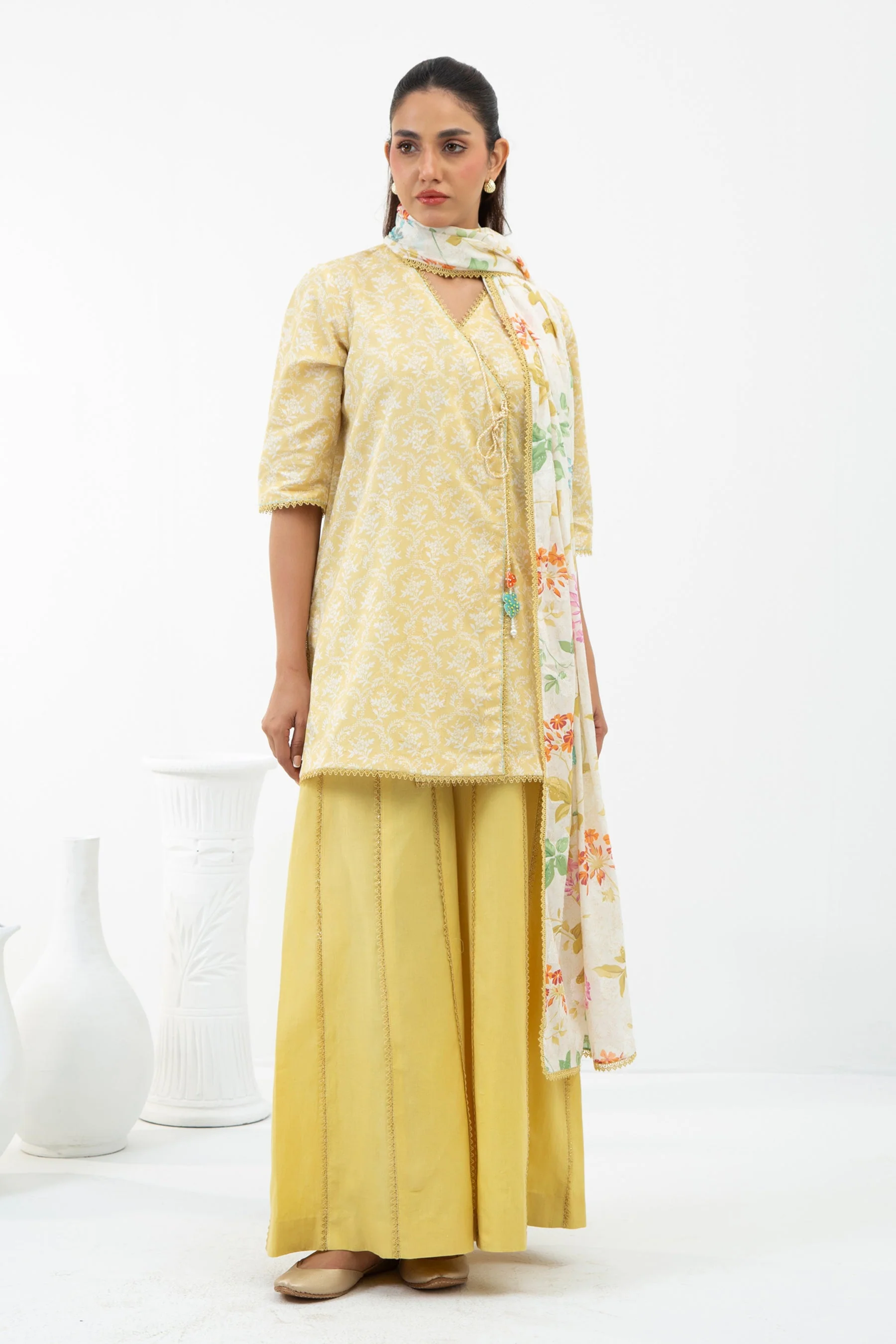 PRINTED JACQUARD UNSTITCHED 3 PIECE SUIT - Image 6