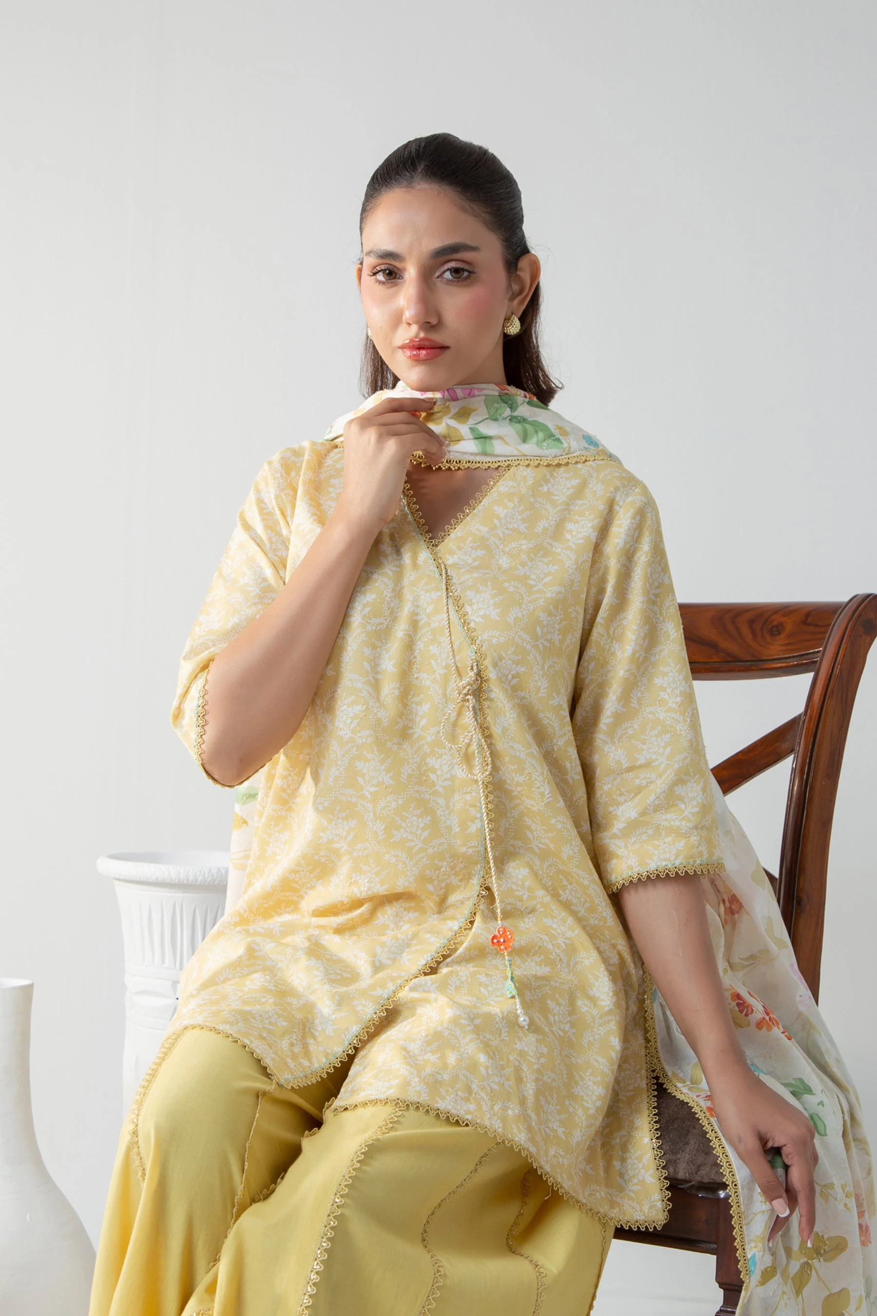 PRINTED JACQUARD UNSTITCHED 3 PIECE SUIT - Image 7
