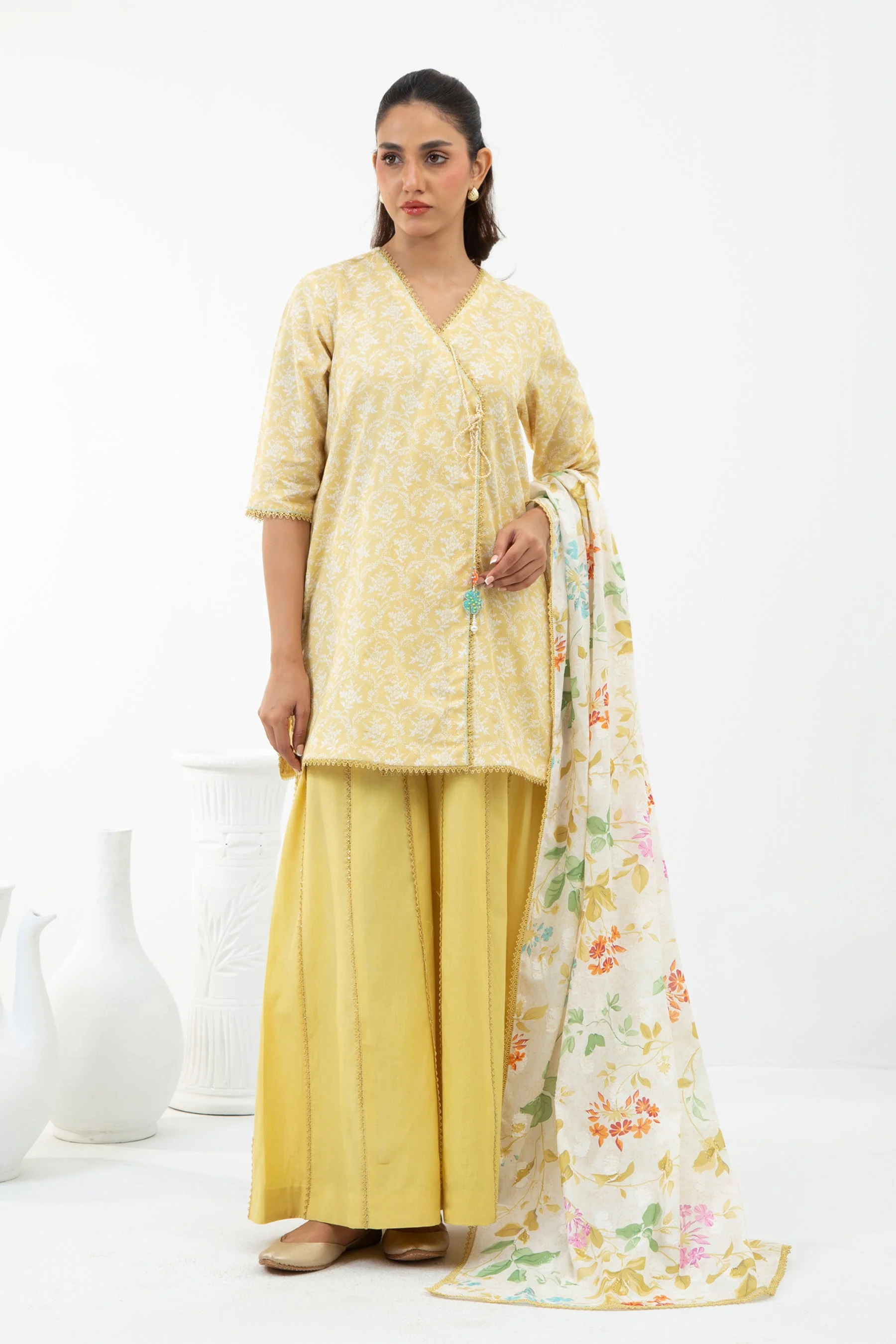 PRINTED JACQUARD UNSTITCHED 3 PIECE SUIT - Image 8