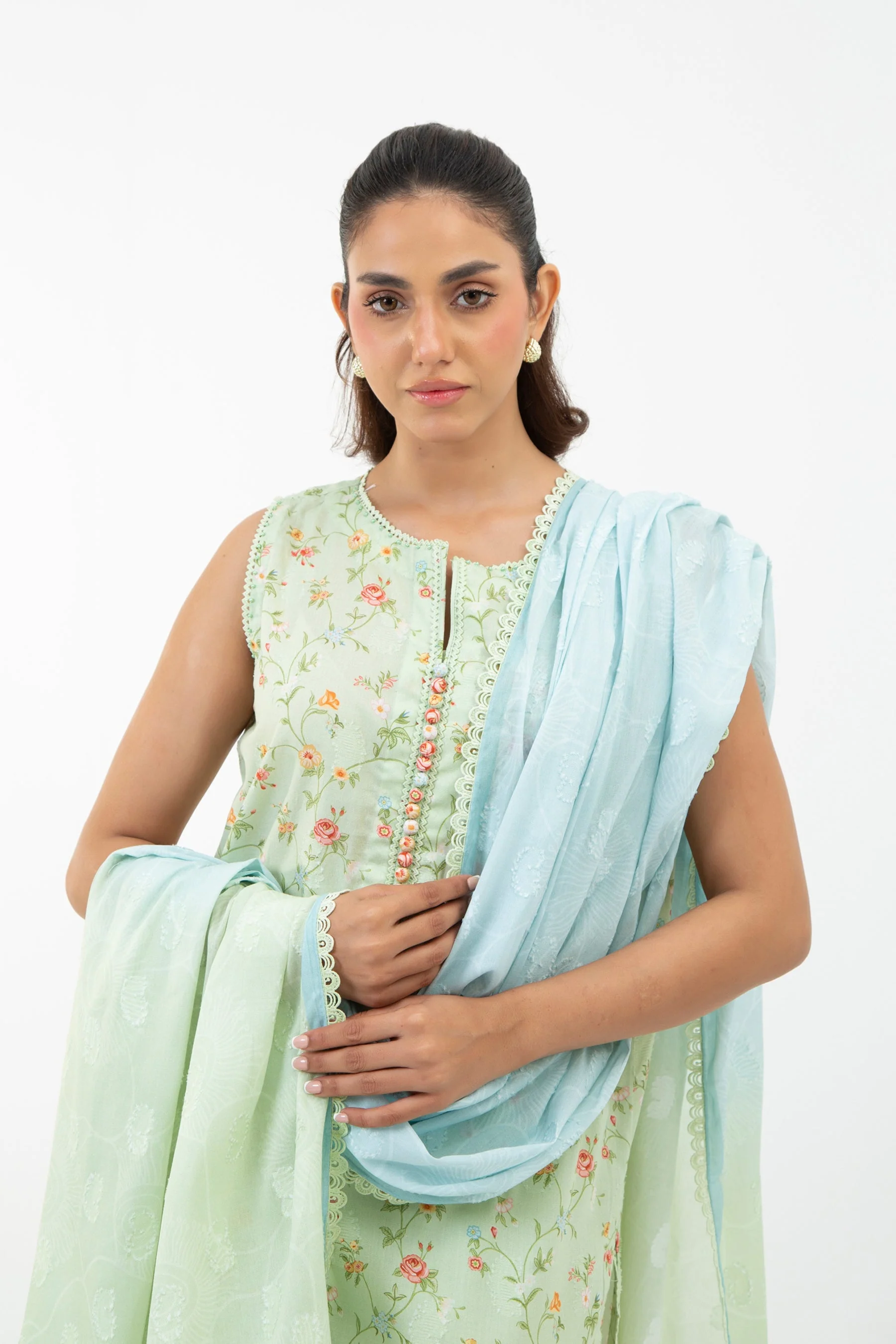 PRINTED JACQUARD UNSTITCHED 3 PIECE SUIT - Image 2