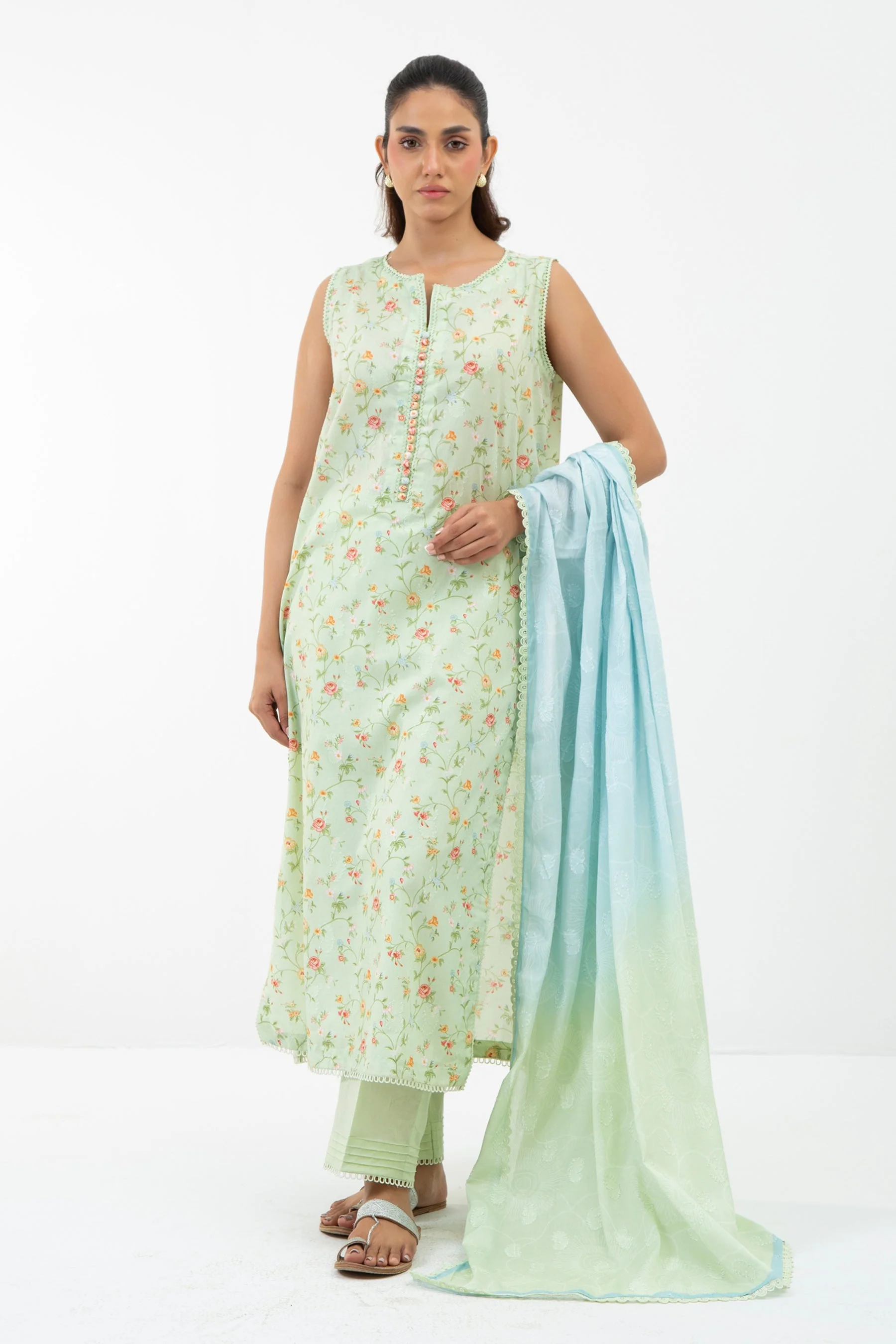 PRINTED JACQUARD UNSTITCHED 3 PIECE SUIT - Image 3