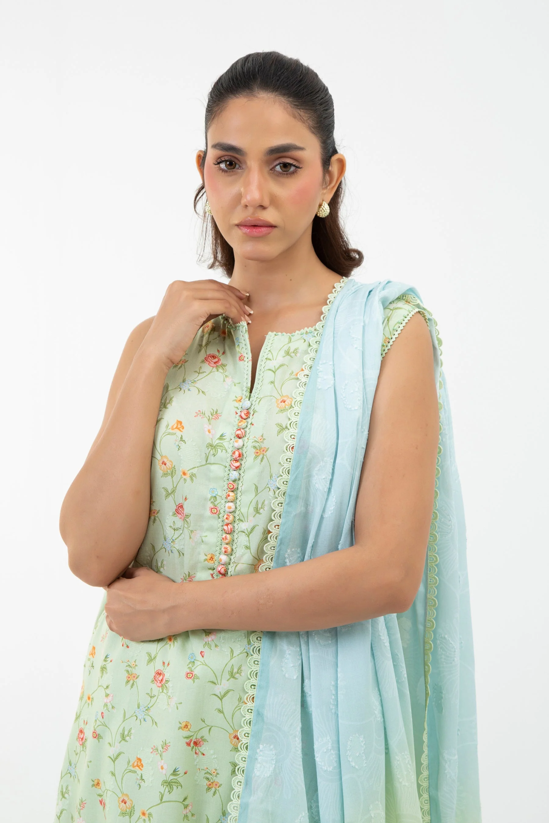 PRINTED JACQUARD UNSTITCHED 3 PIECE SUIT - Image 4