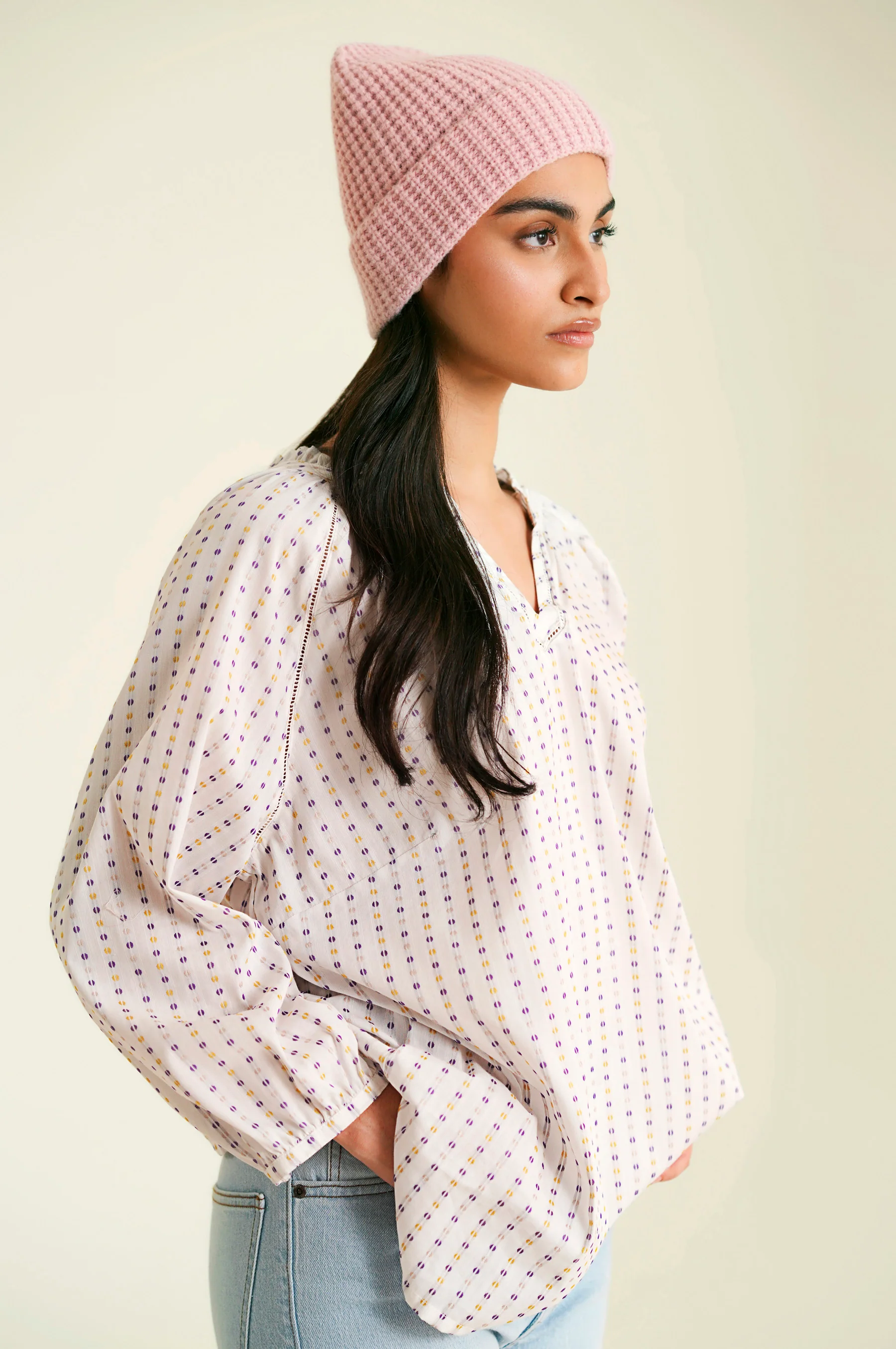Acrylic Beanie - Light Pink - Image 2