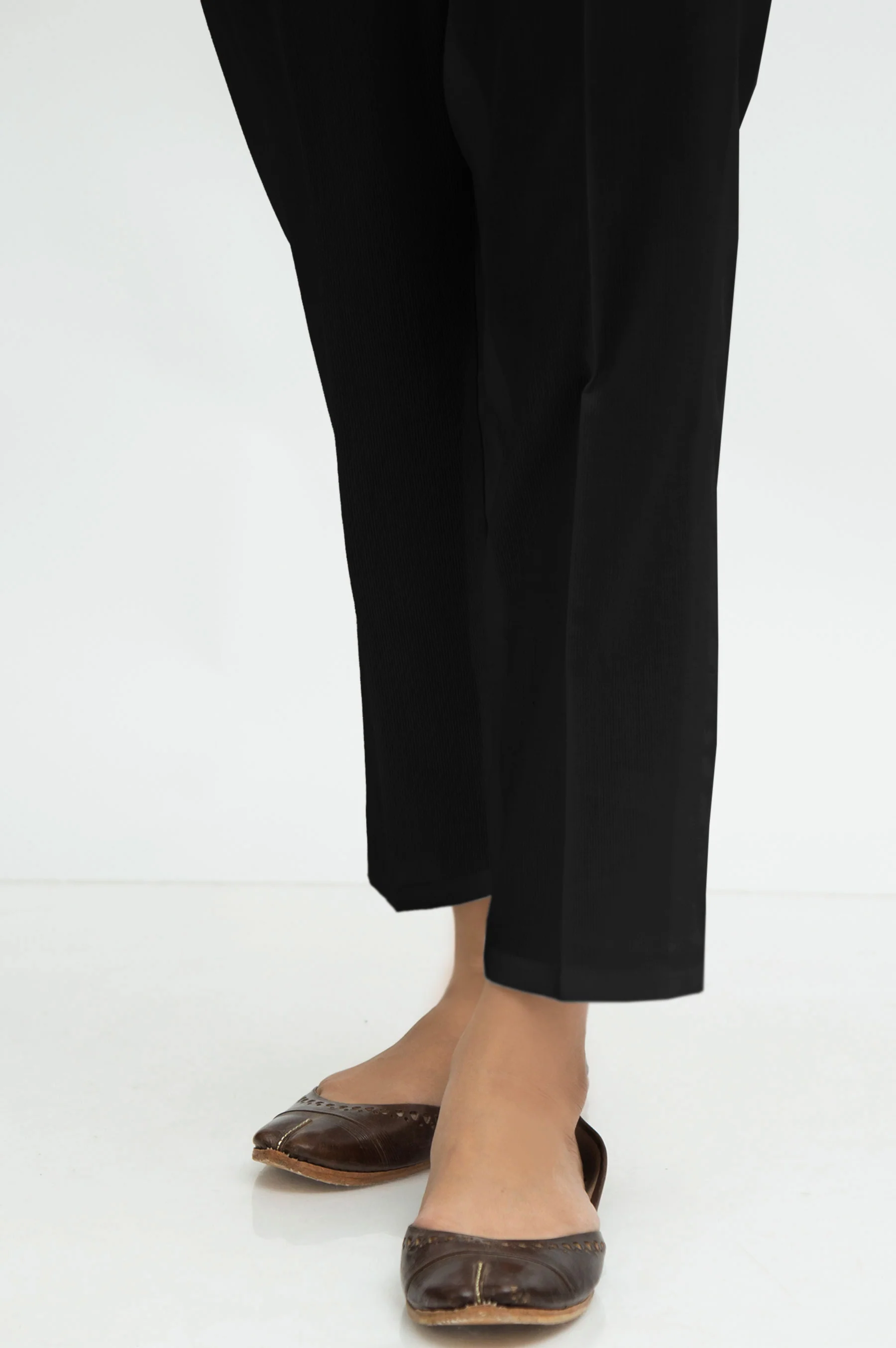 Basic Cambric Cigarette Pants - Black