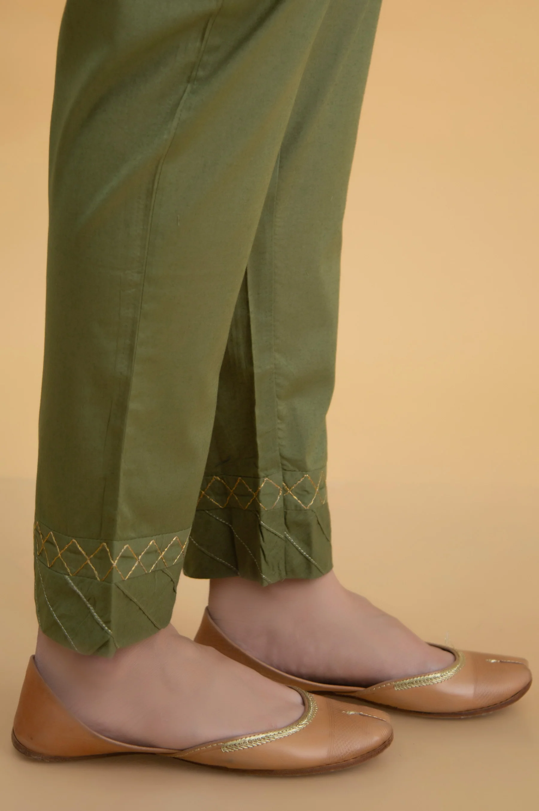 Basic Cambric Cigarette Pants - Sage - Image 2