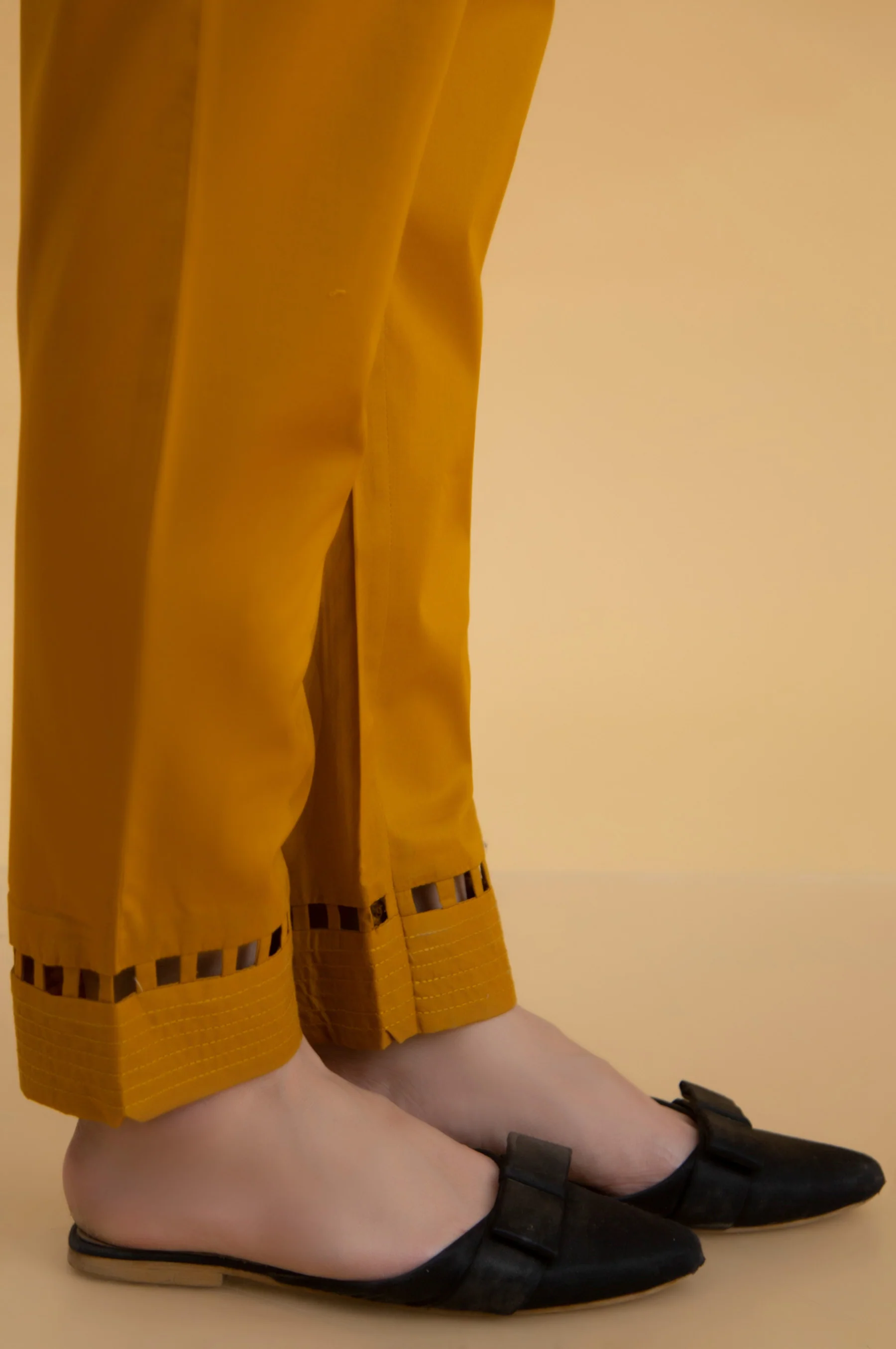 Basic Cambric Cigarette Pants - Mustard - Image 2