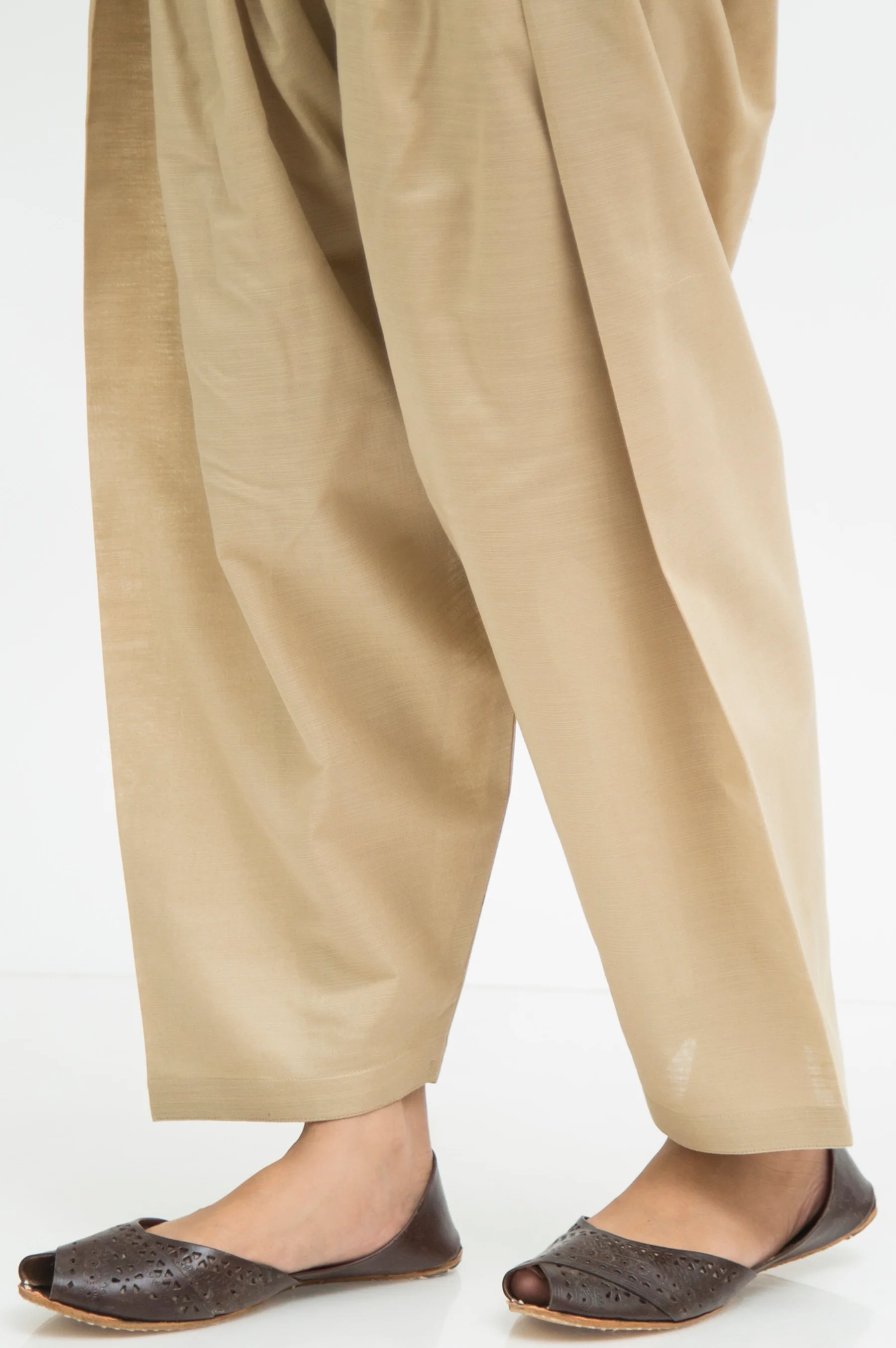Basic Cambric Shalwar - Beige - Image 2