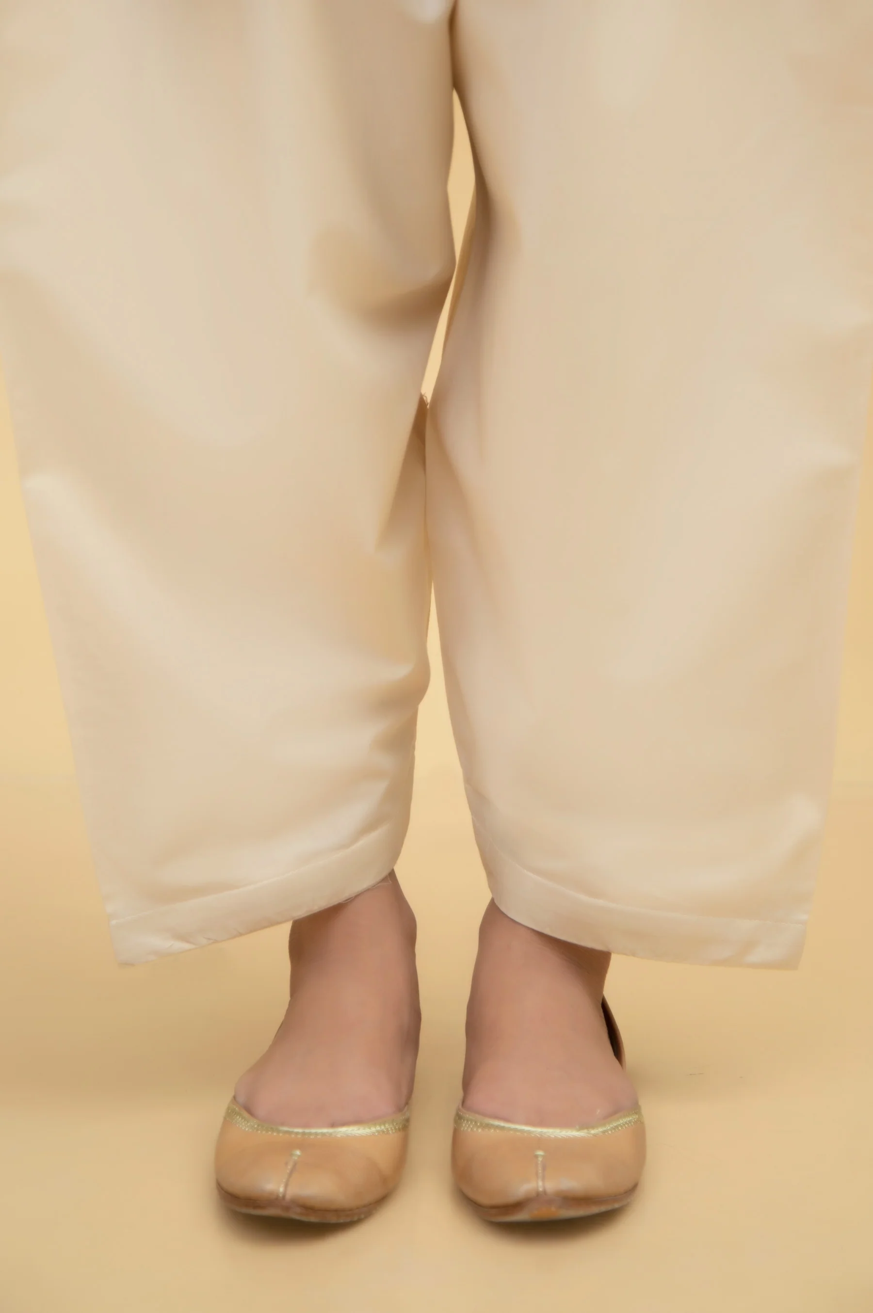 Basic Cambric Shalwar - Beige - Image 2