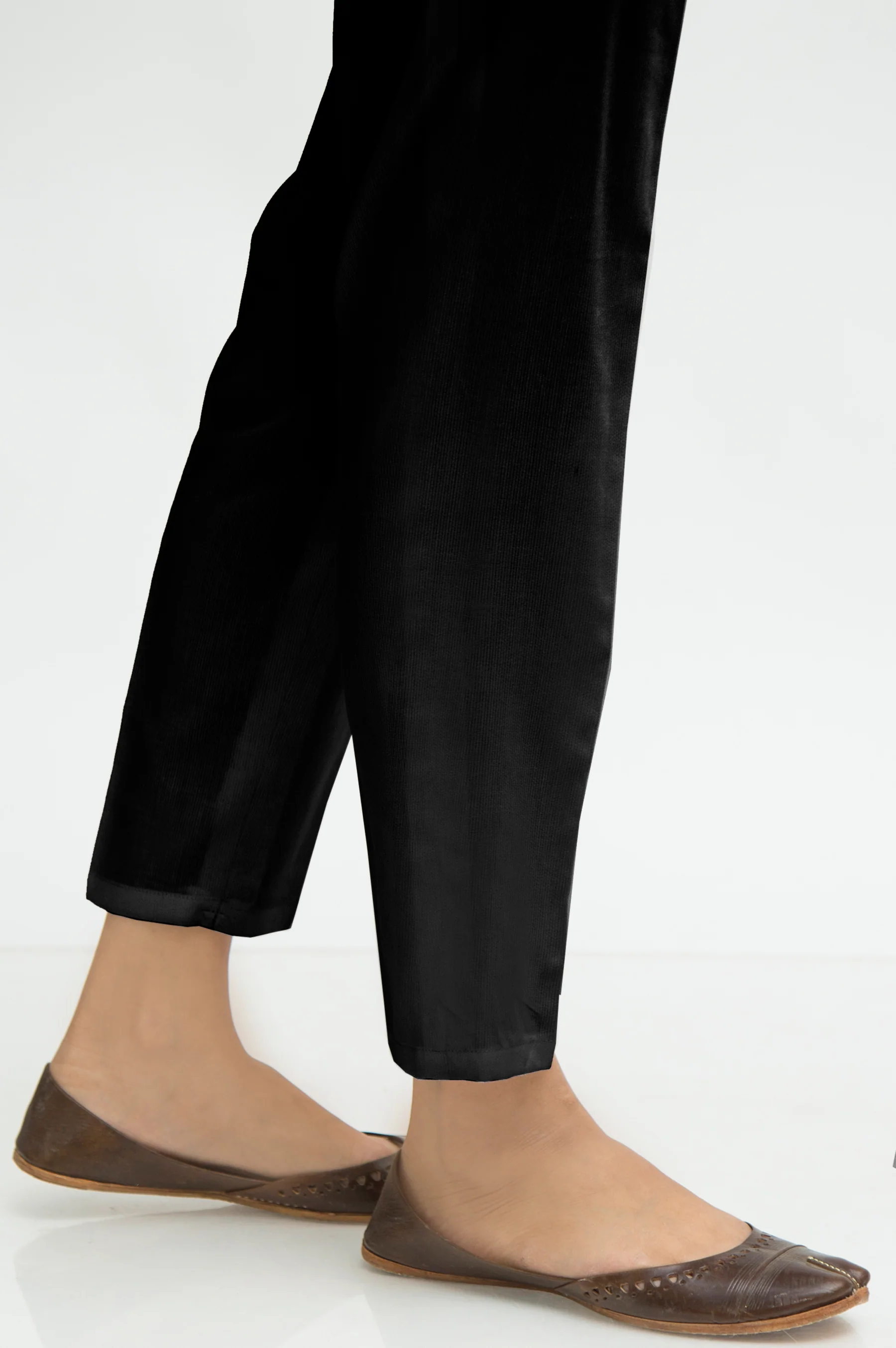 Basic Cottel Cigarette Pants - Black