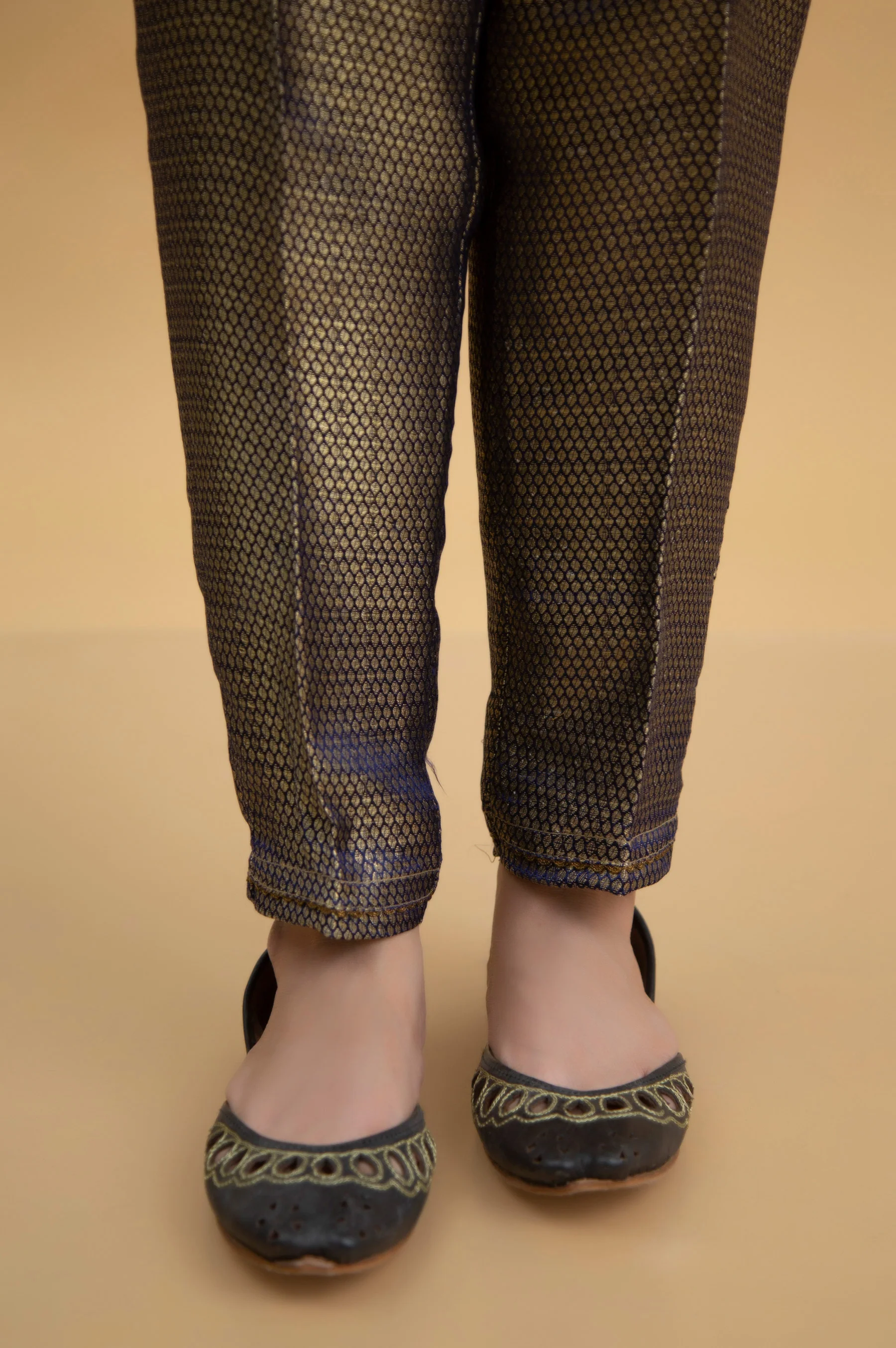 Basic Jamawar Cigarette Pants - Blue - Image 4