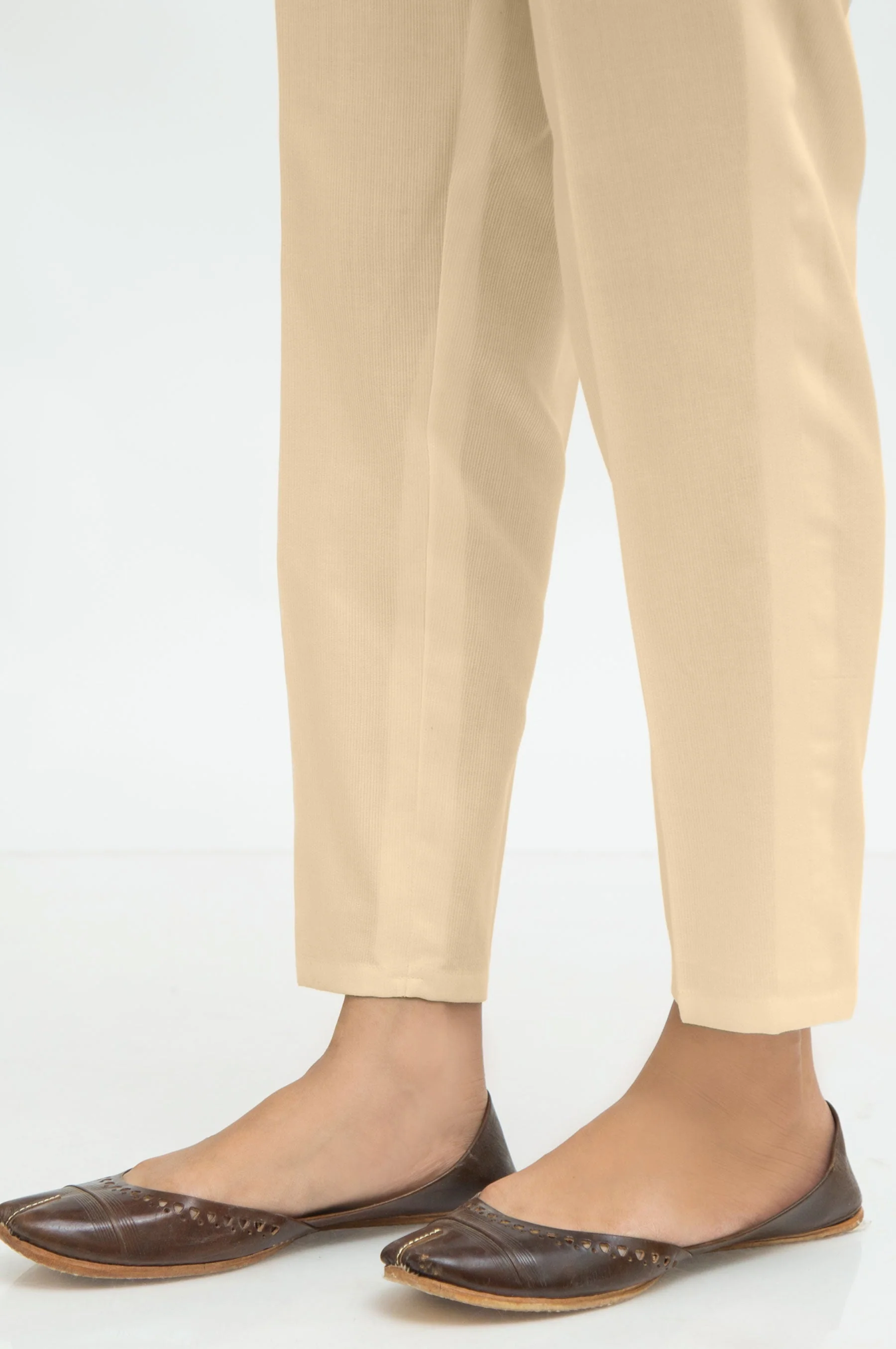 Basic Khaddar Cigarette Pants - Beige - Image 3