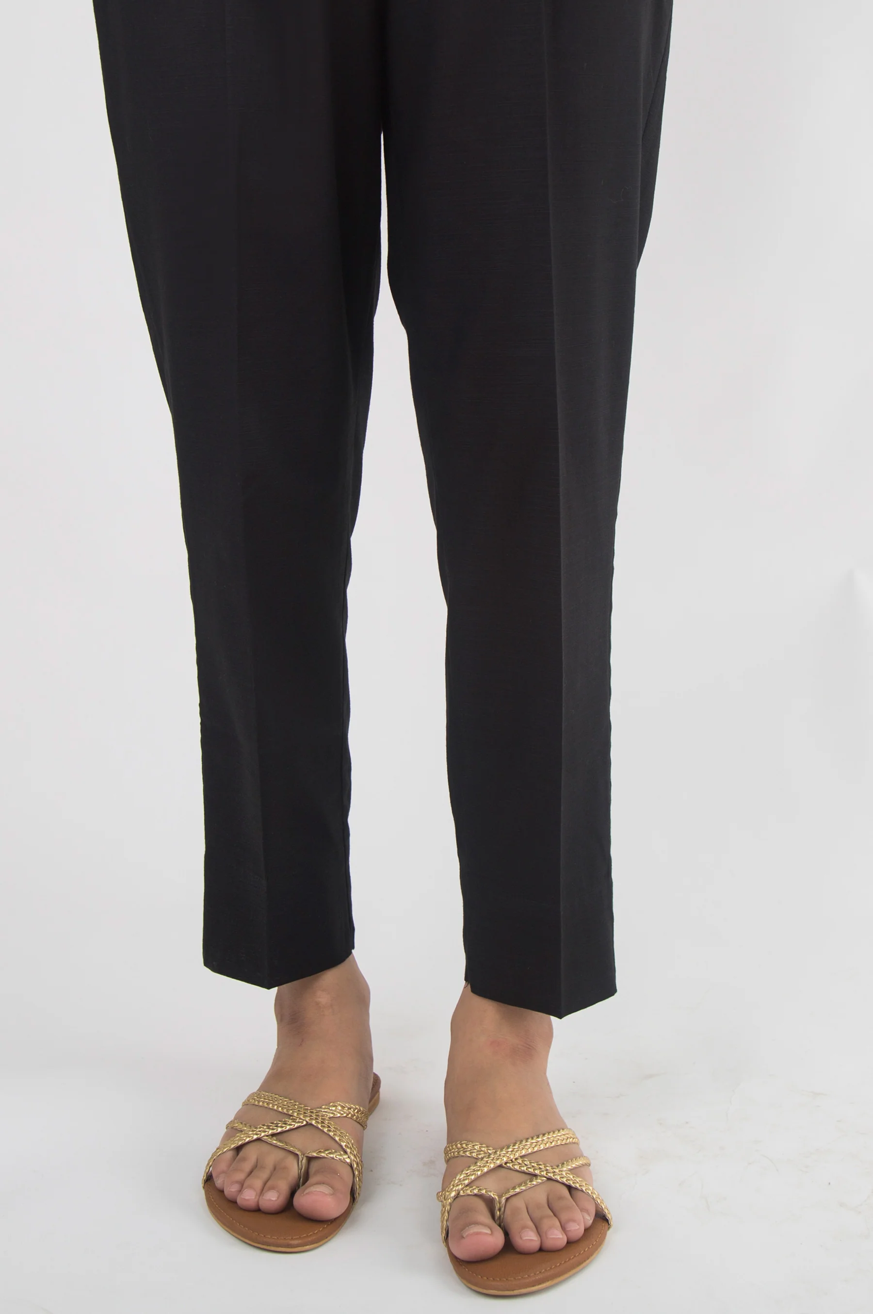 Basic Khaddar Cigarette Pants - Black