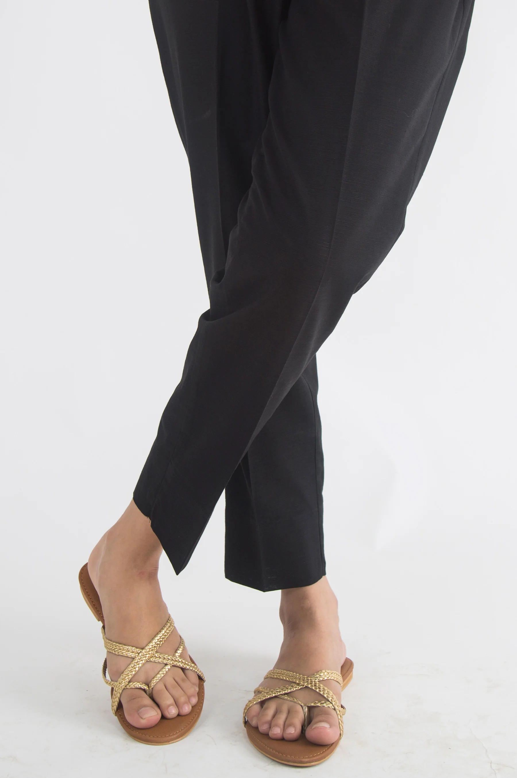 Basic Khaddar Cigarette Pants - Black - Image 2
