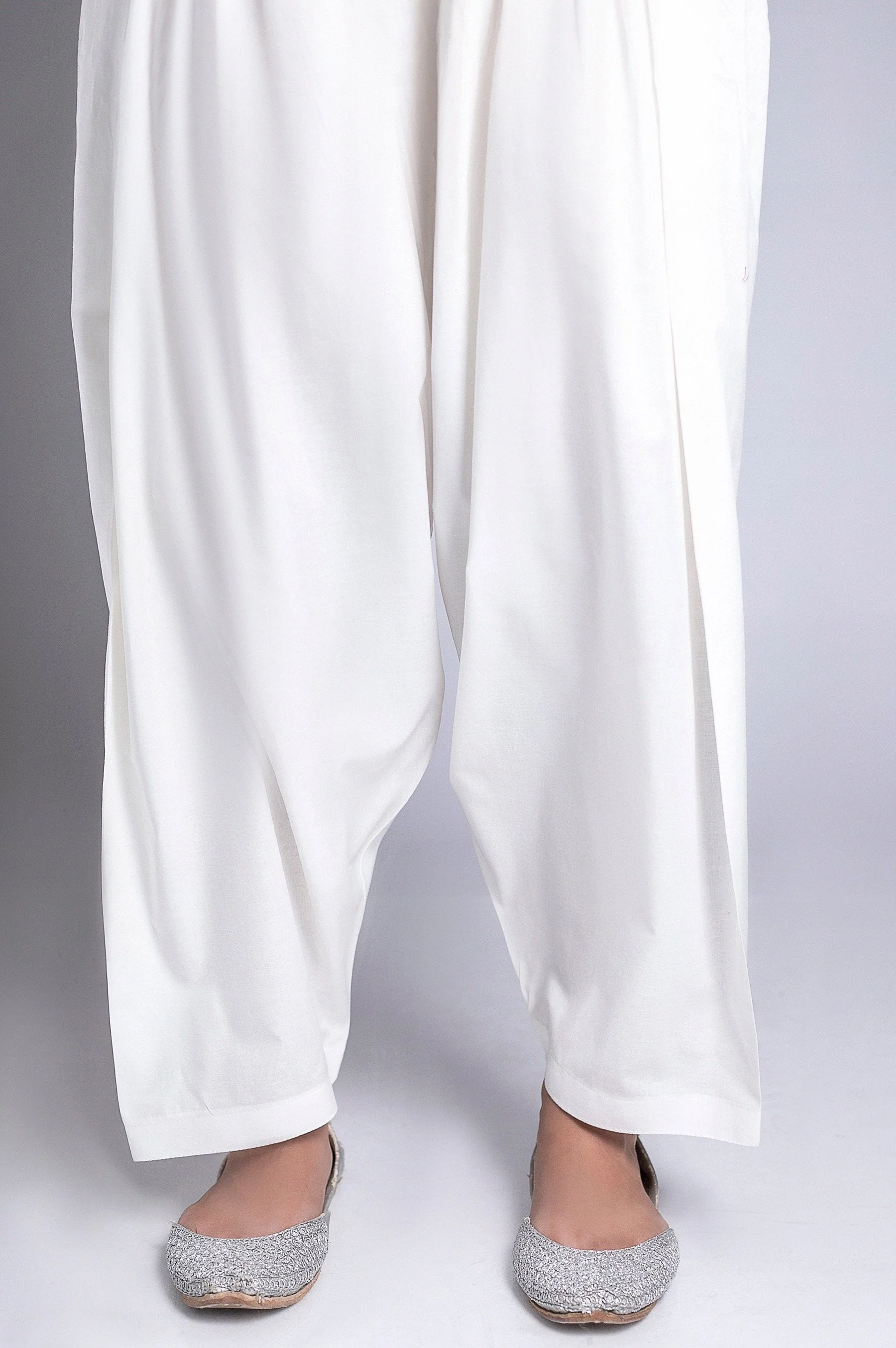 Basic Plain Cambric Shalwar - White
