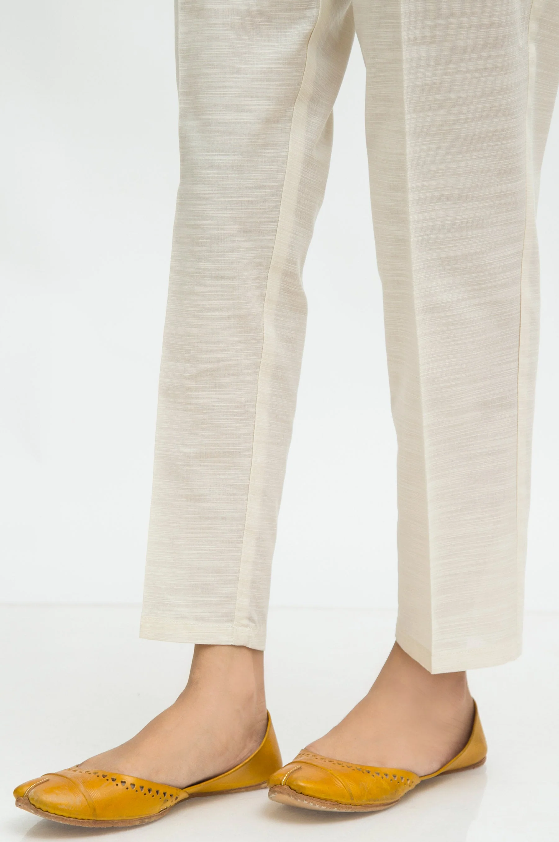 Basic Plain Khaddar Cigarette Pant - Off White - Image 2