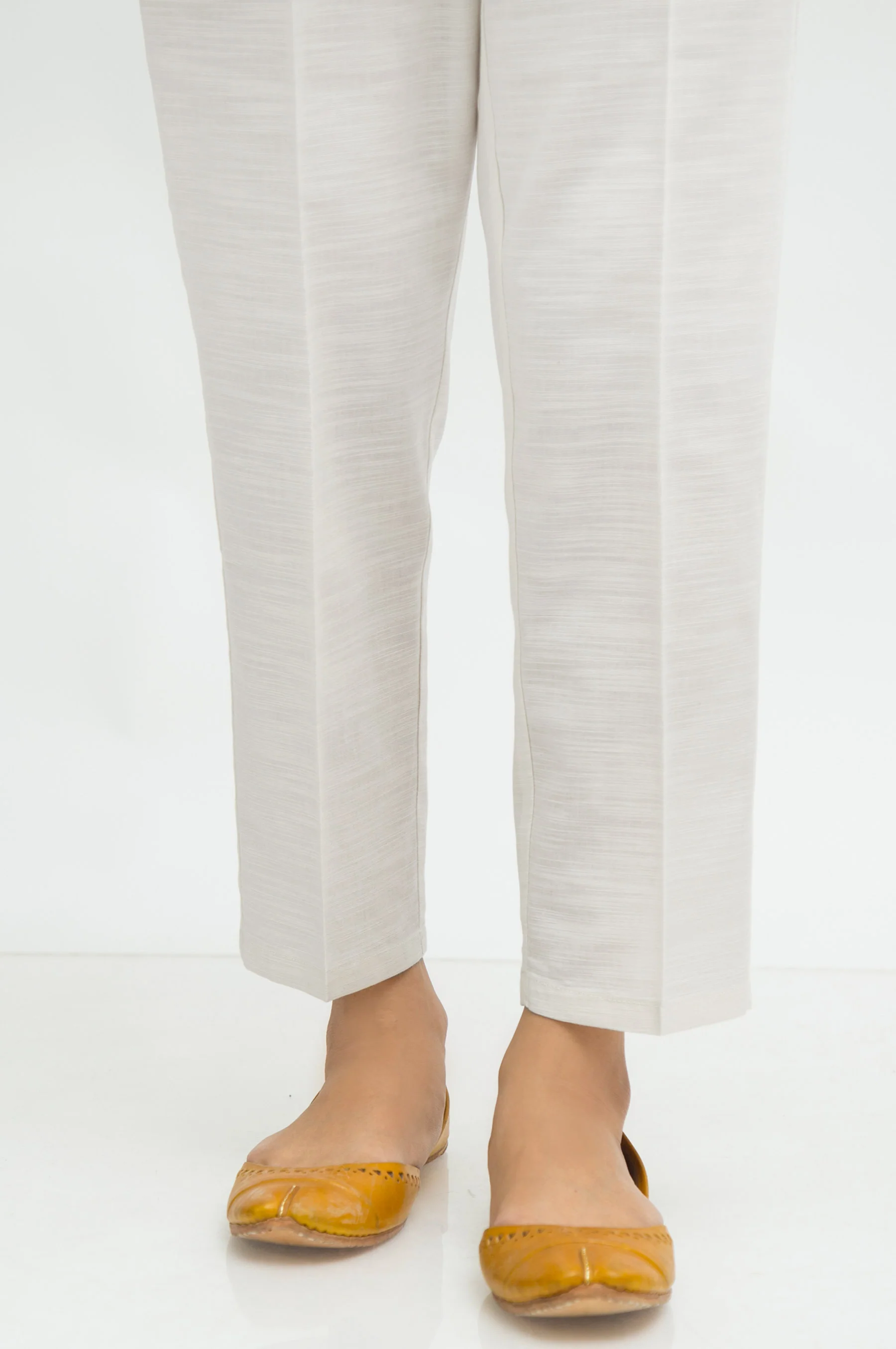 Basic Plain Khaddar Cigarette Pant - White