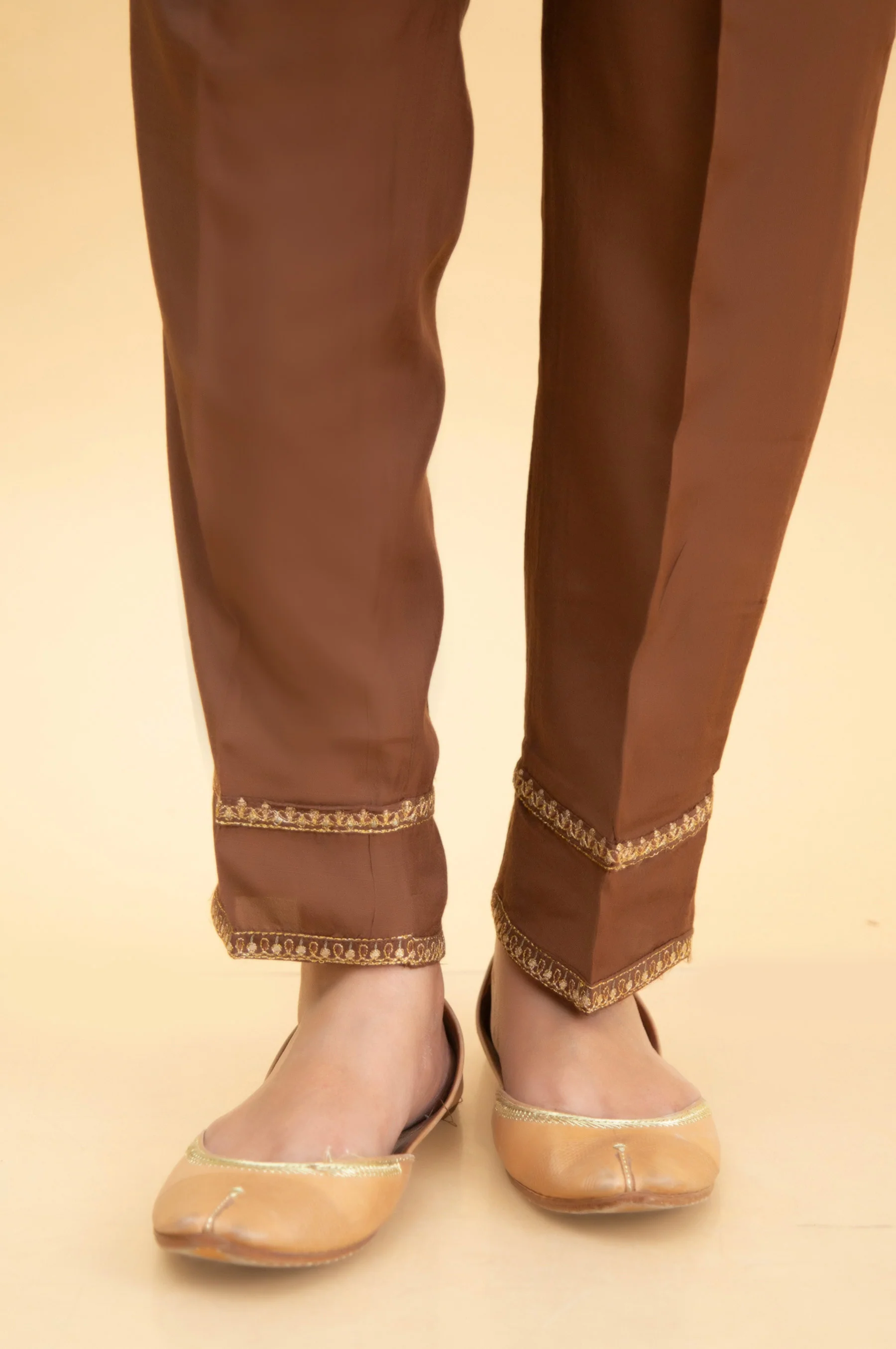 Basic Raw Silk Cigarette Pants - Copper - Image 4