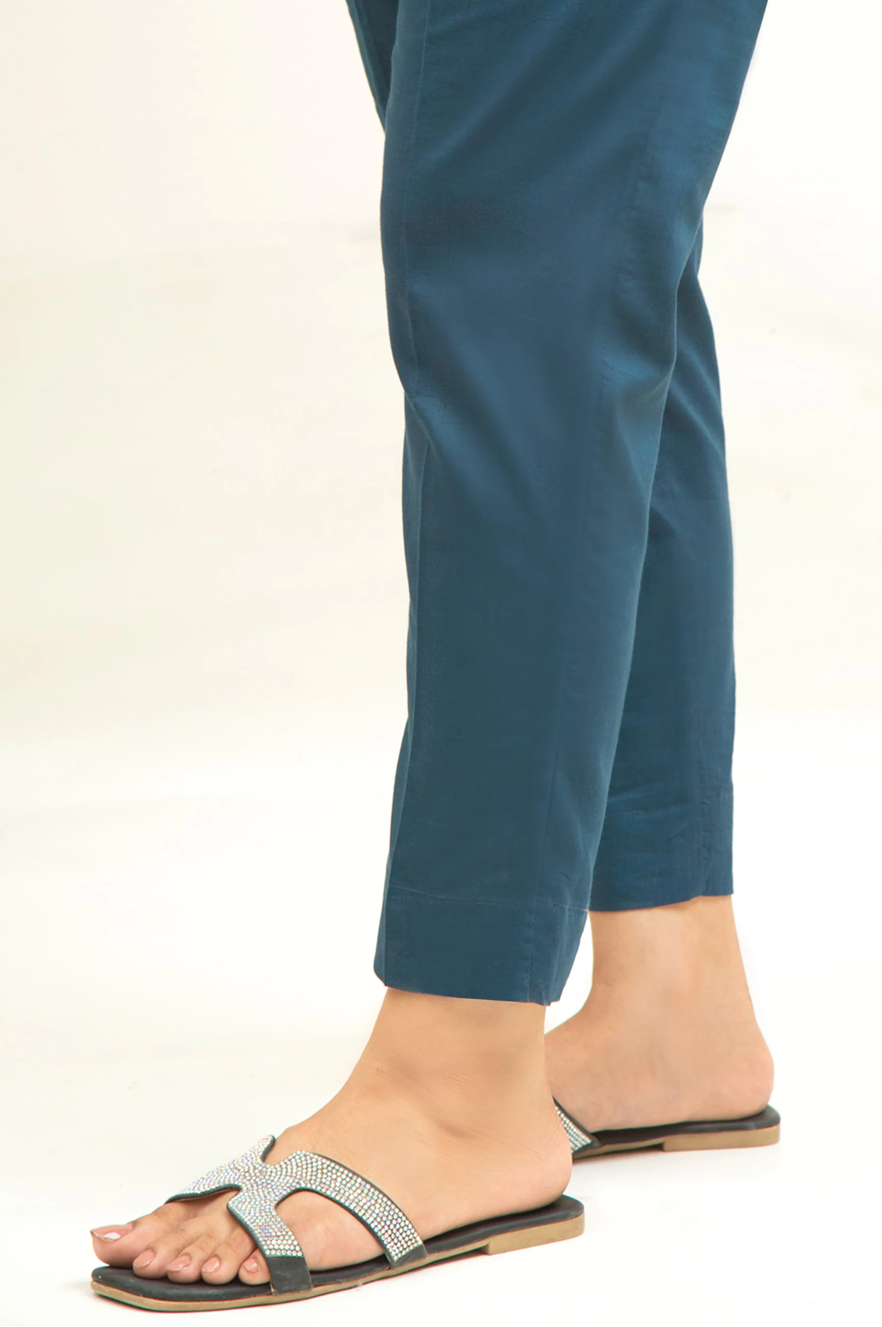 Basic Cigarette Pants - Mid Blue - Image 2