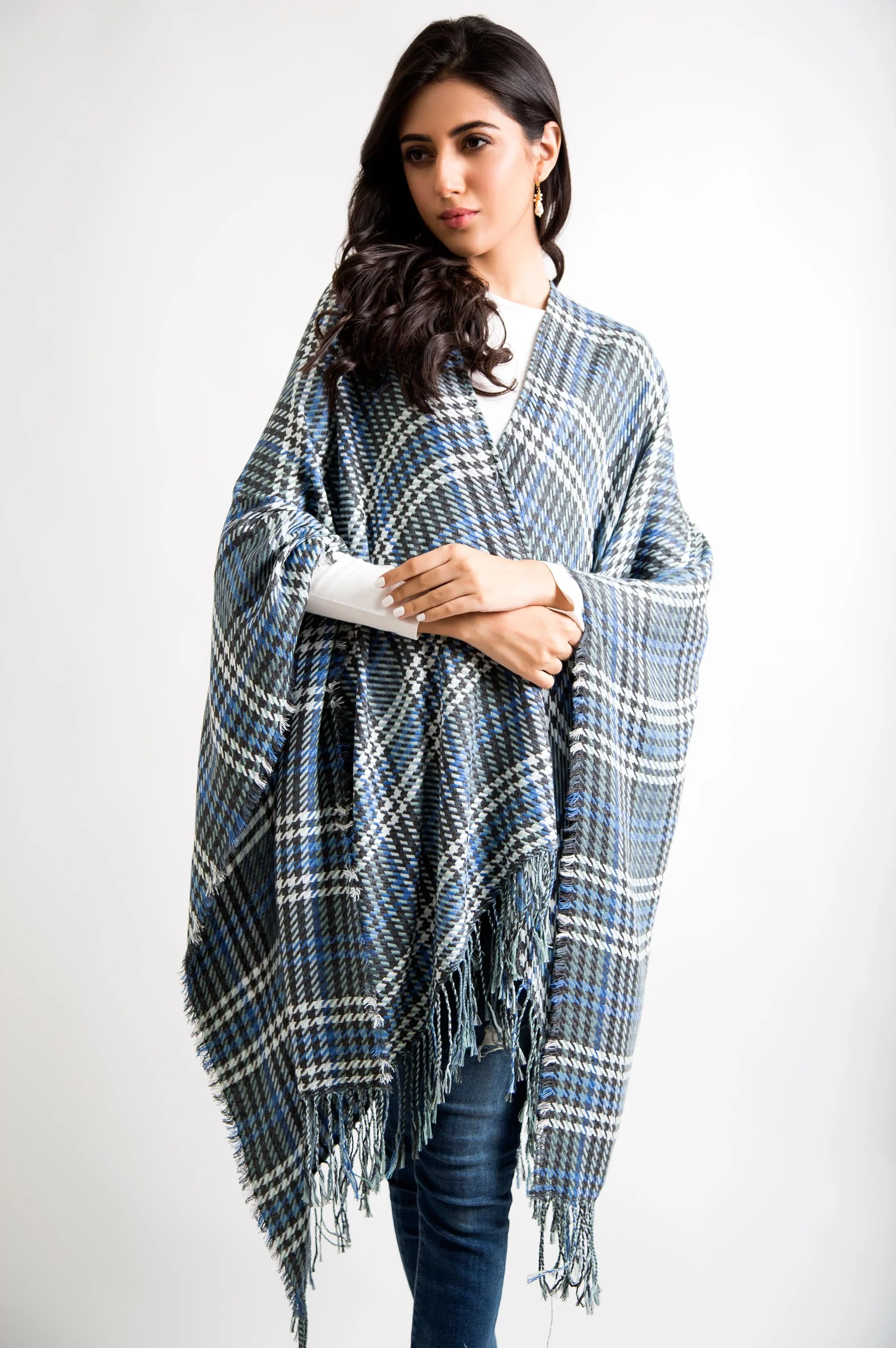 Big Fringes Poncho Shawl