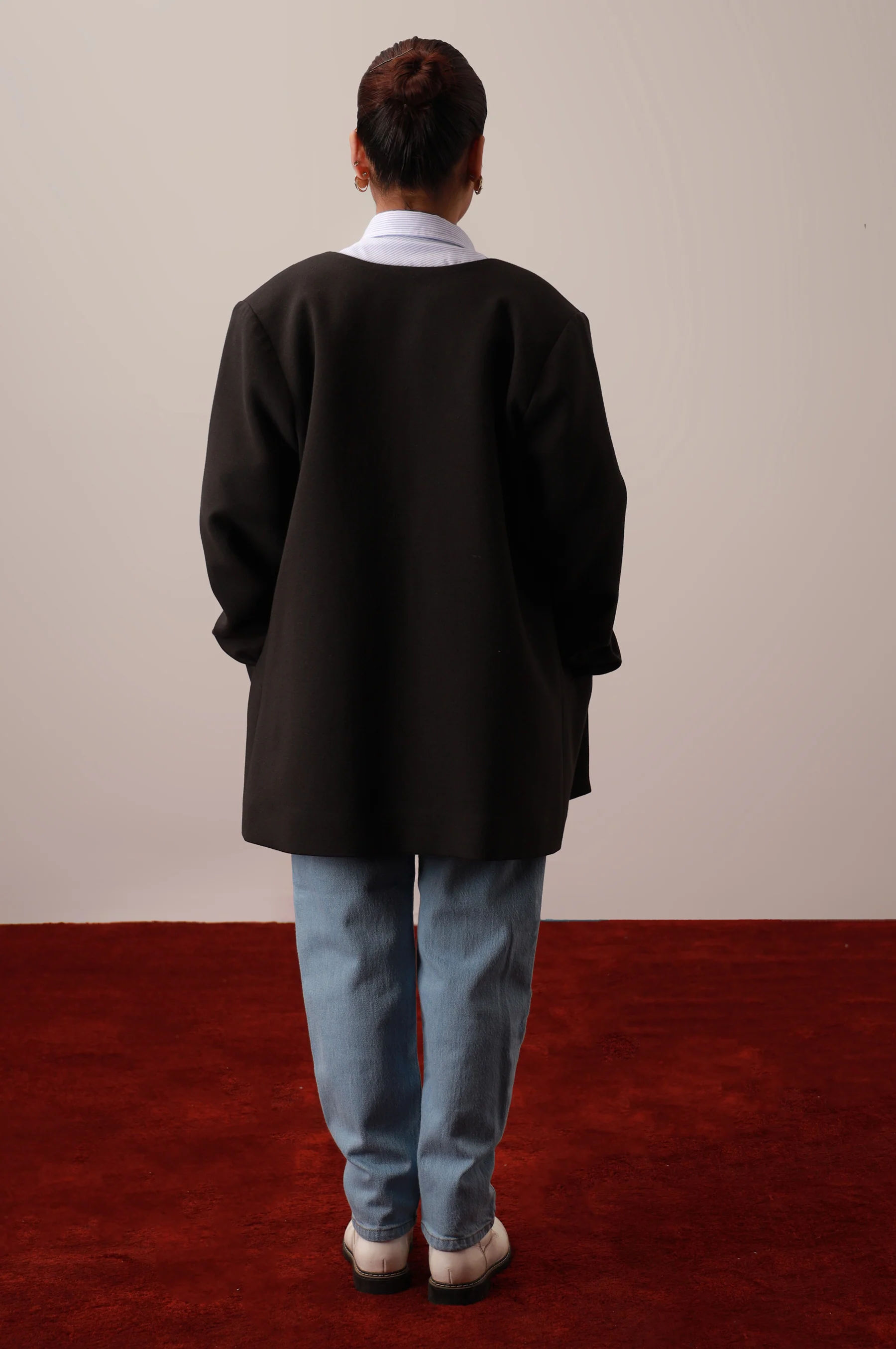 Black Front Open Blazer - Image 4