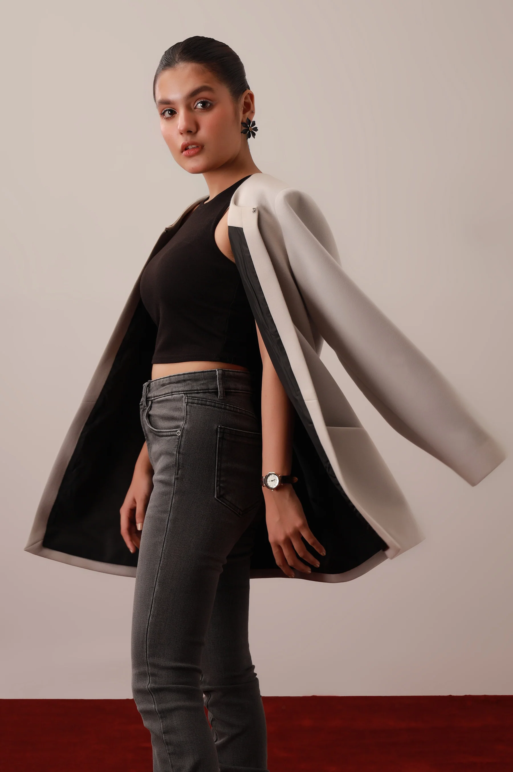 Grey Front Open Blazer - Image 5