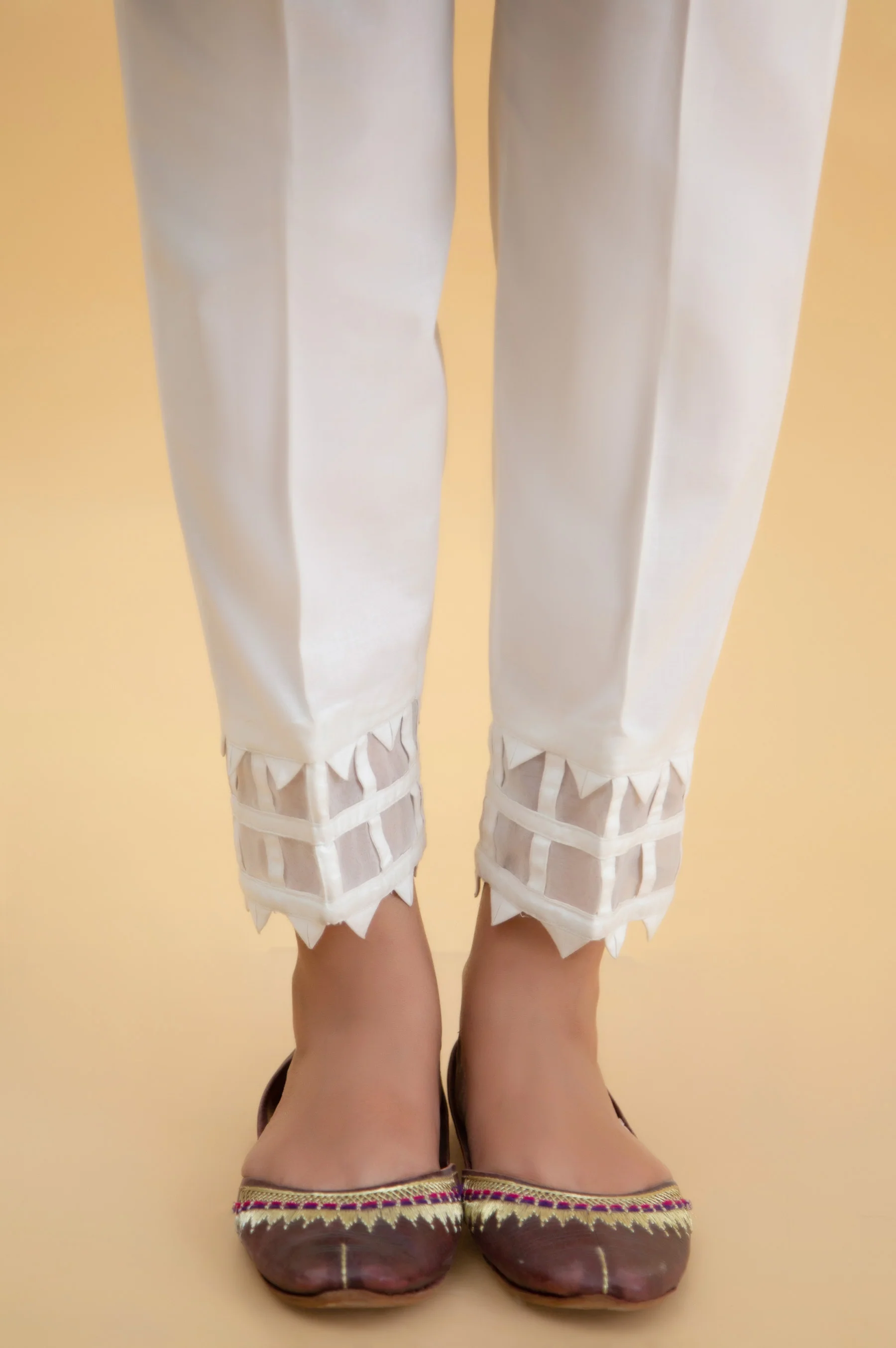 Embroidered Cambric Cigarette Pants