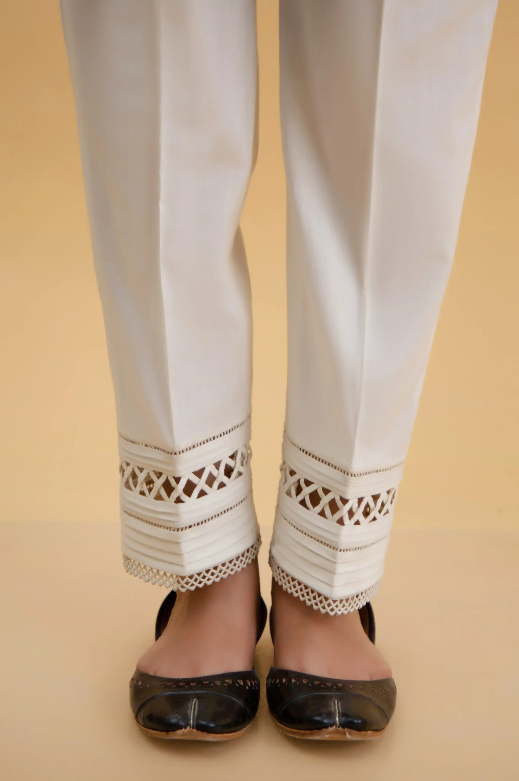 Embroidered Cambric Cigarette Pants