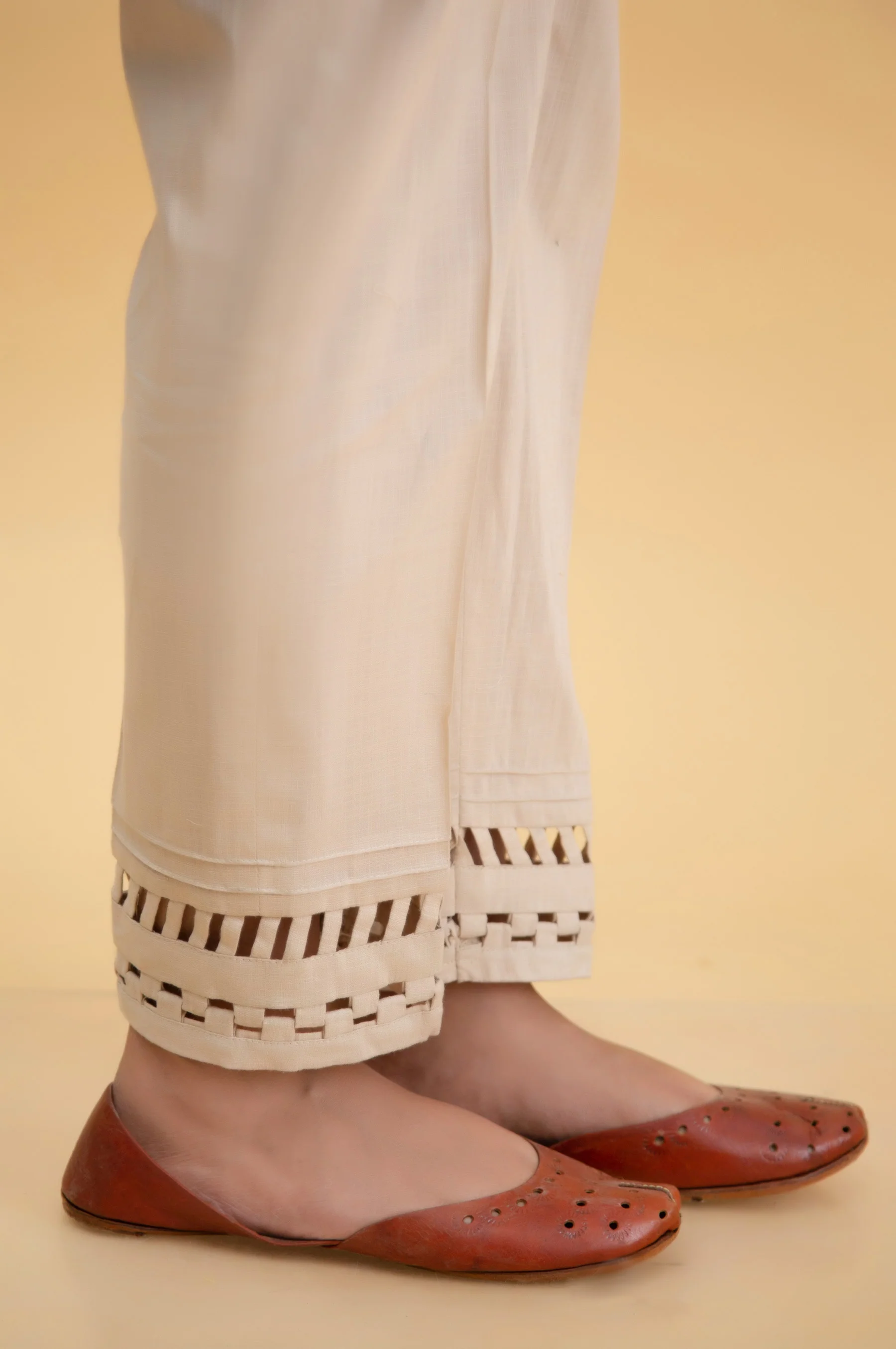 Embellished Cotton Slub Ciggerate Pants - Image 3