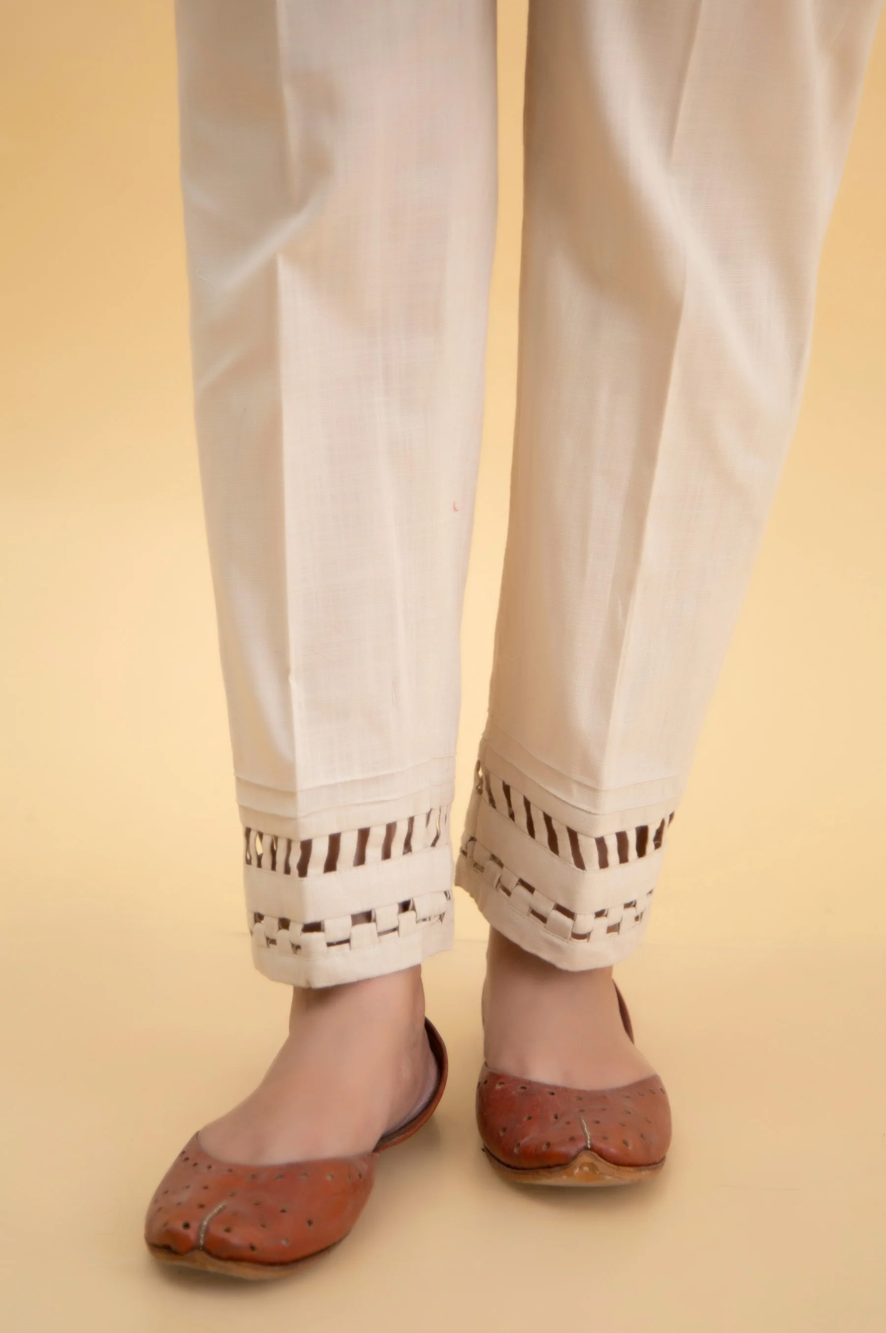 Embellished Cotton Slub Ciggerate Pants - Image 4